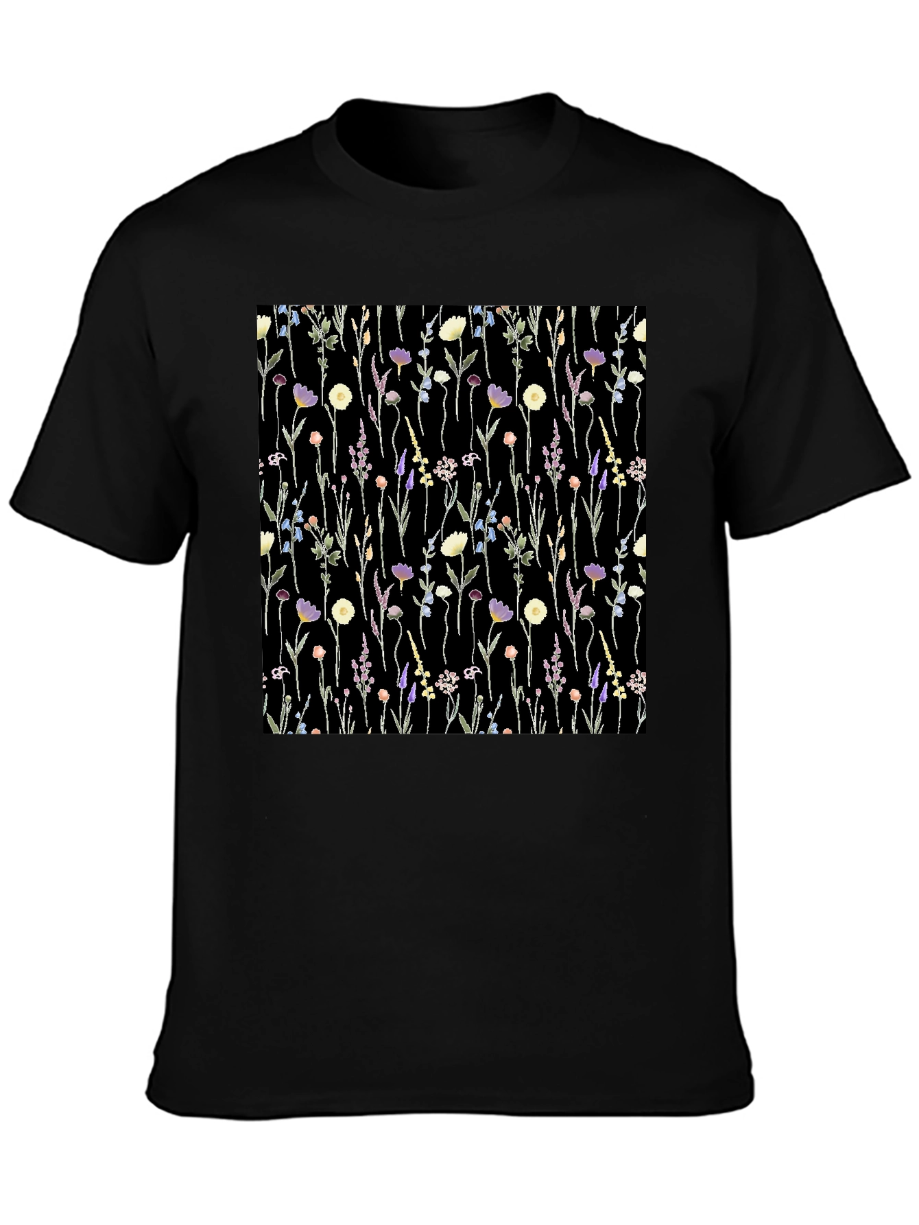 Floral Print T-Shirt - Black