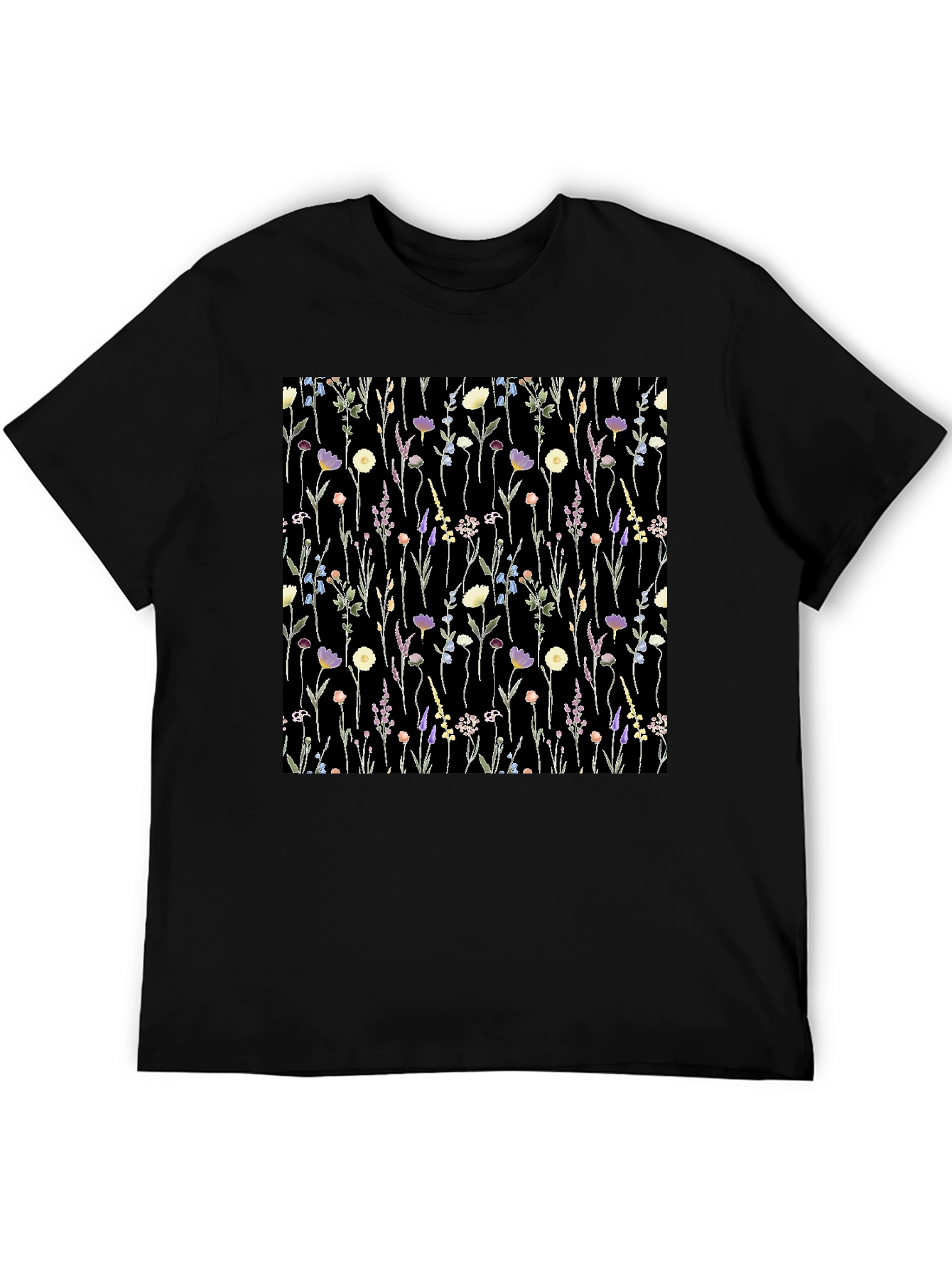 Floral Print T-Shirt - Black