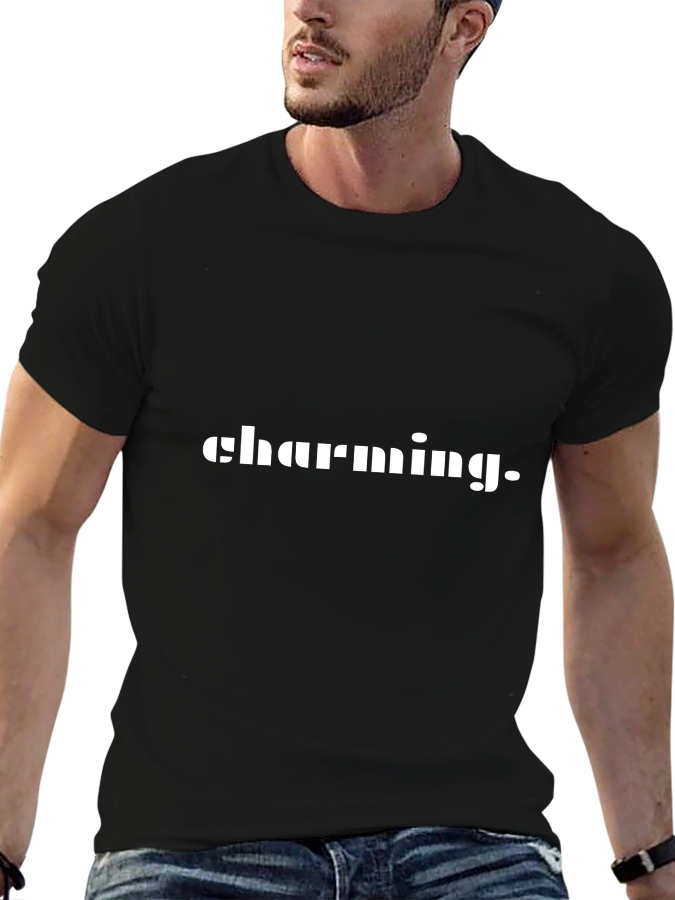 Charming Mens Black Graphic T-Shirt