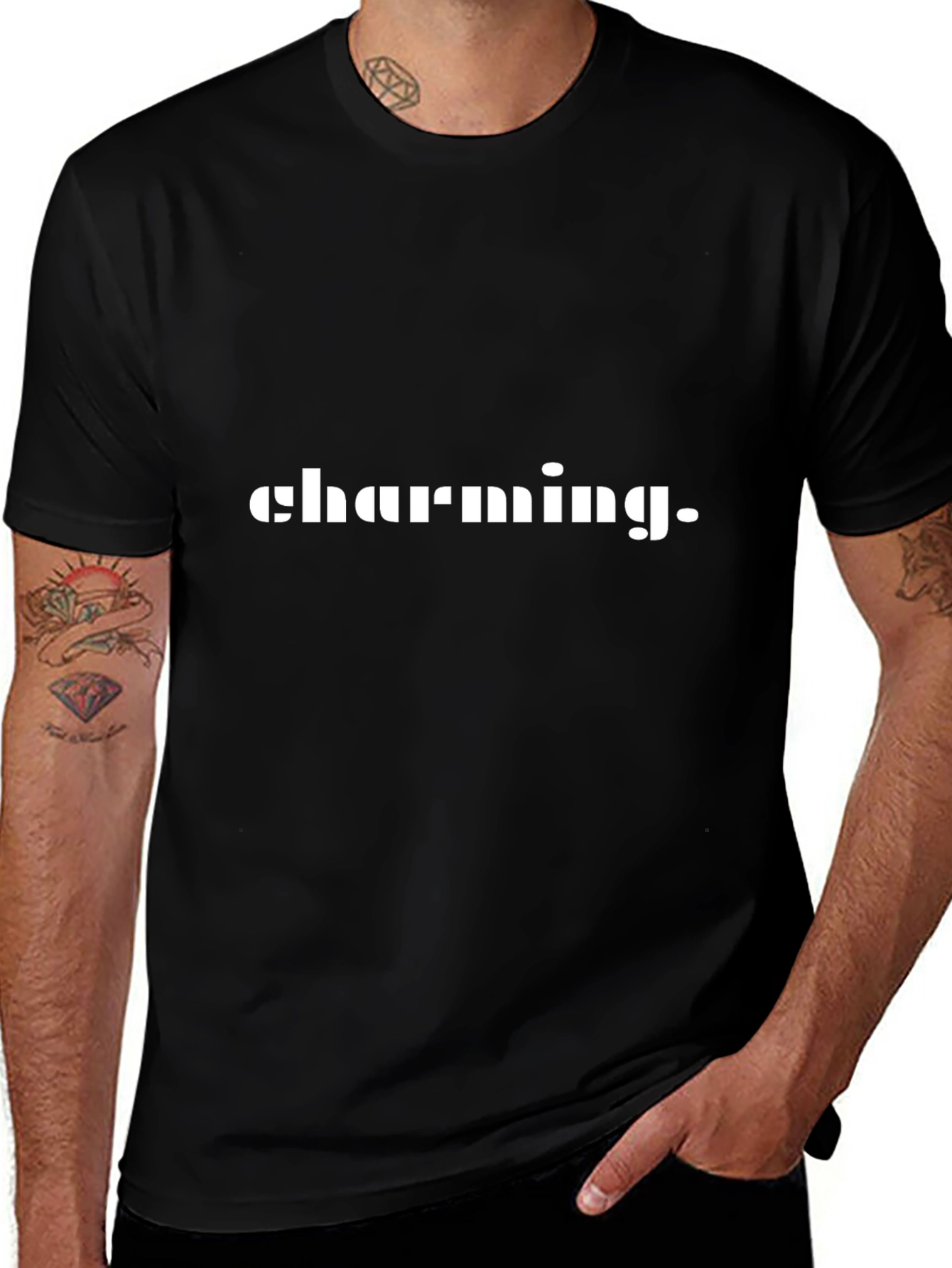 Charming Mens Black Graphic T-Shirt