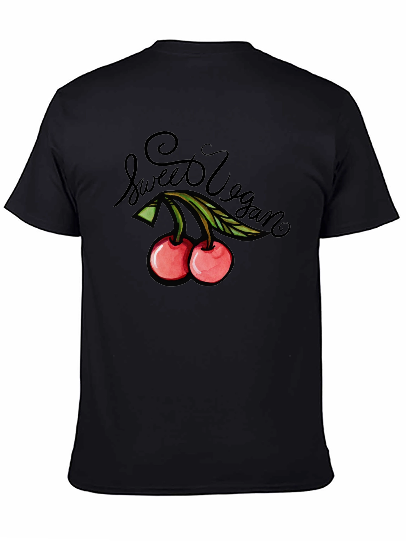 Sweet Vegan Cherry Graphic Tee - Unisex Black T-Shirt