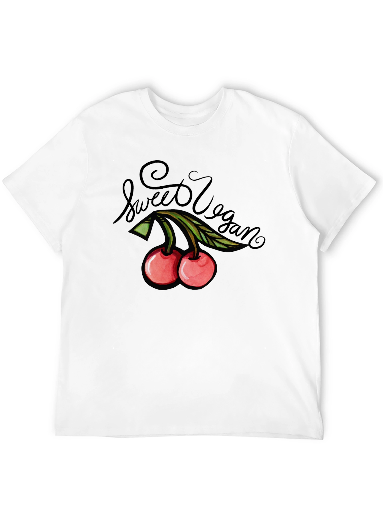Sweet Vegan Cherry Graphic Tee - Unisex Black T-Shirt