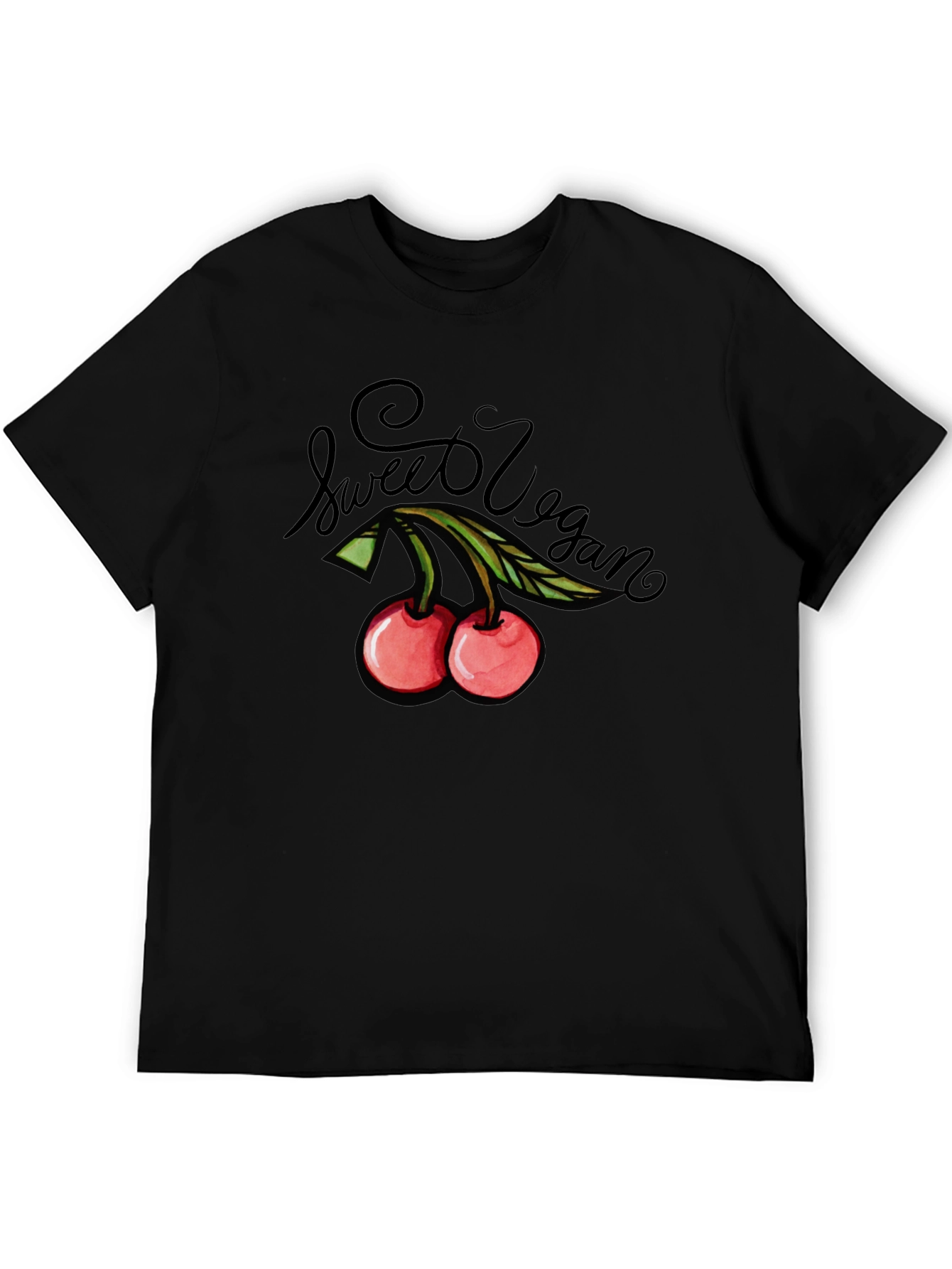 Sweet Vegan Cherry Graphic Tee - Unisex Black T-Shirt