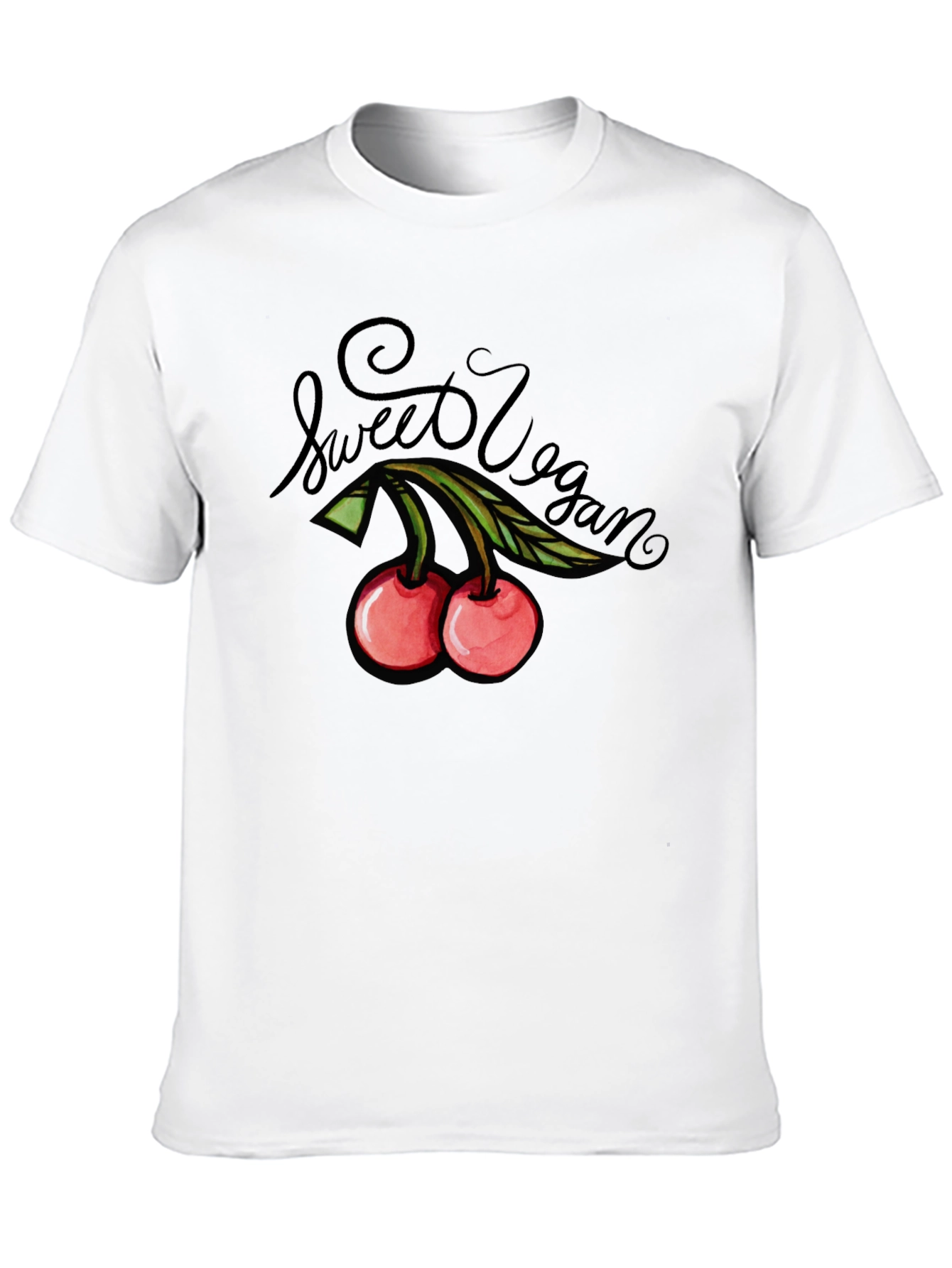 Sweet Vegan Cherry Graphic Tee - Unisex Black T-Shirt