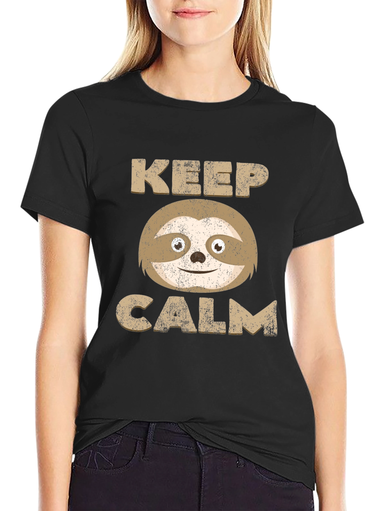 Keep Calm Sloth Graphic Tee - Relaxed Style