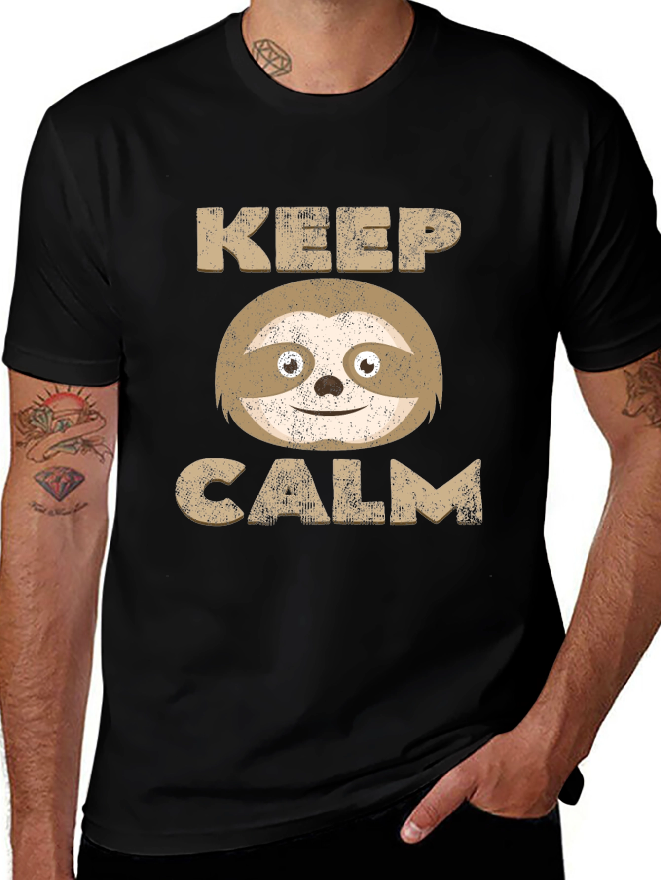 Keep Calm Sloth Graphic Tee - Relaxed Style