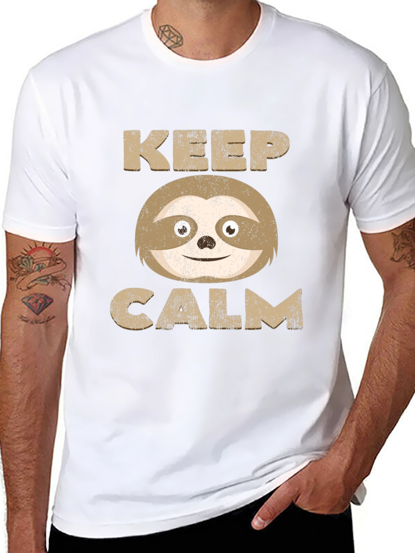 Keep Calm Sloth Graphic Tee - Relaxed Style