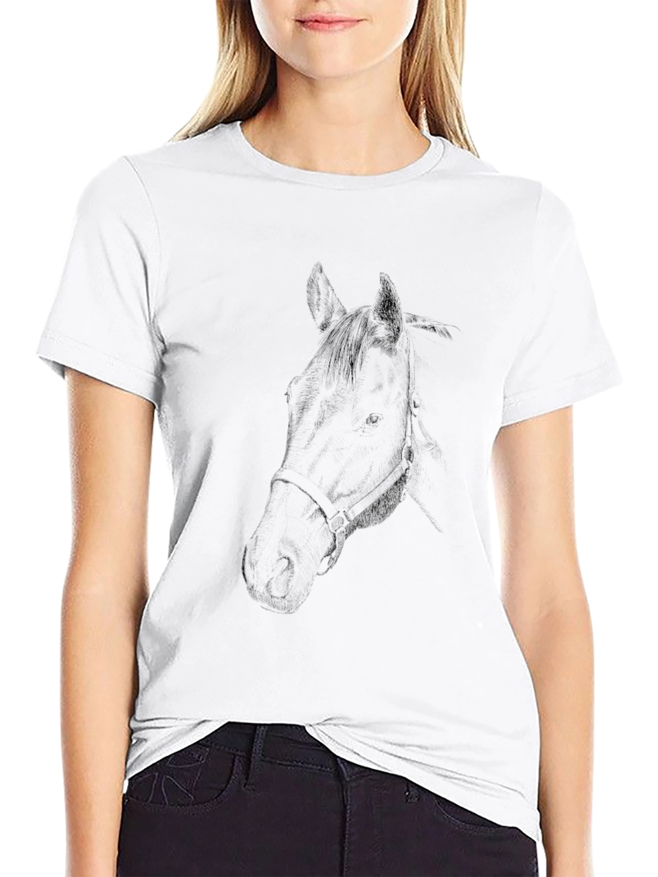 Mens Black Horse Graphic T-Shirt