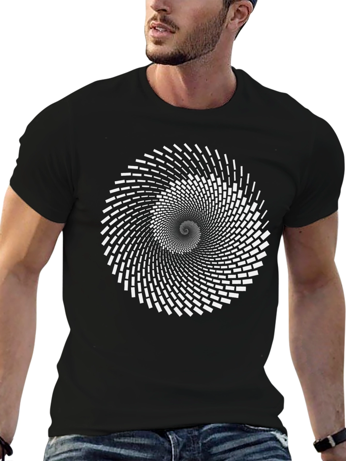 Hypnotic Spiral Graphic Tee - Black Cotton Comfort