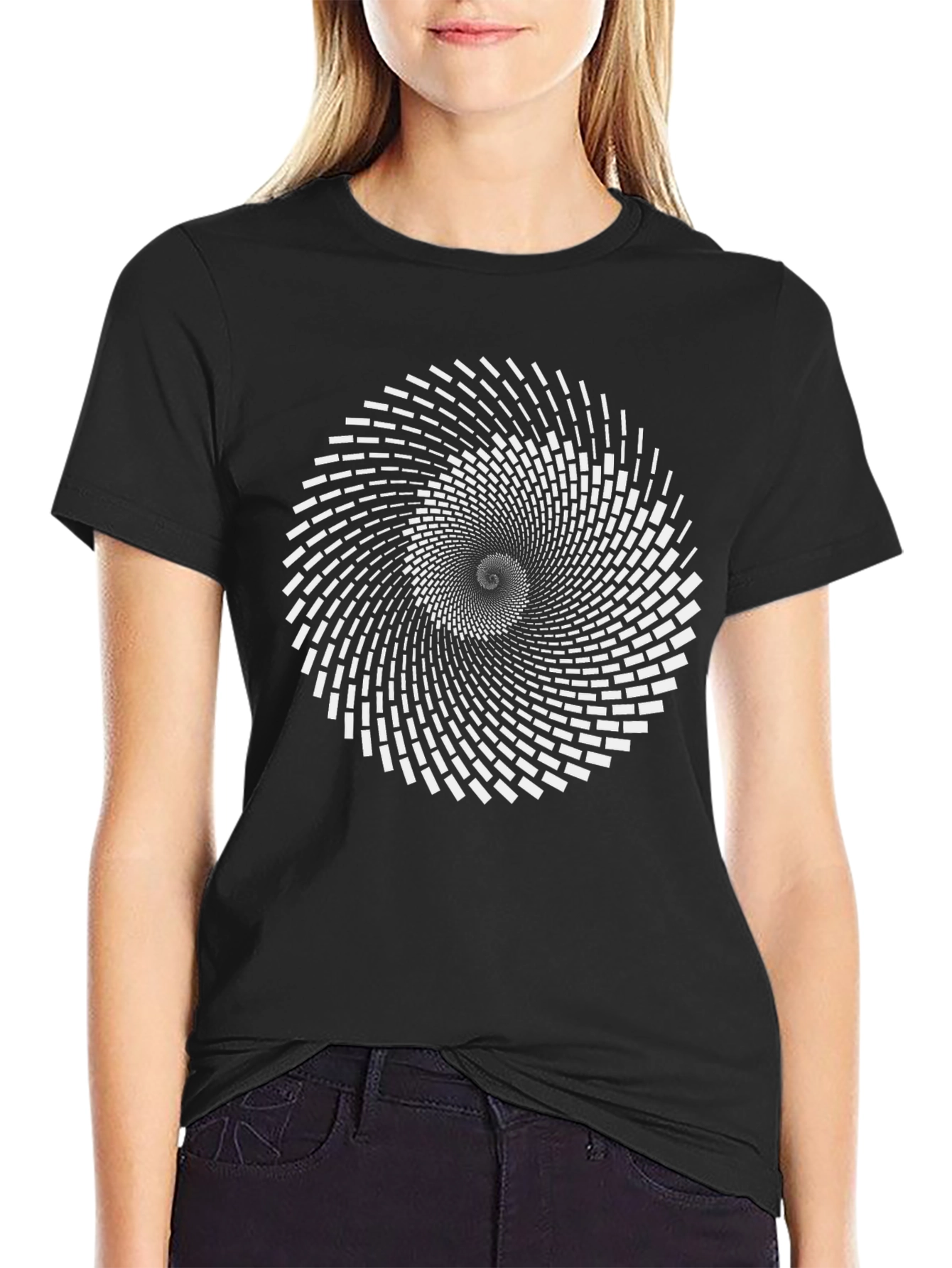 Hypnotic Spiral Graphic Tee - Black Cotton Comfort