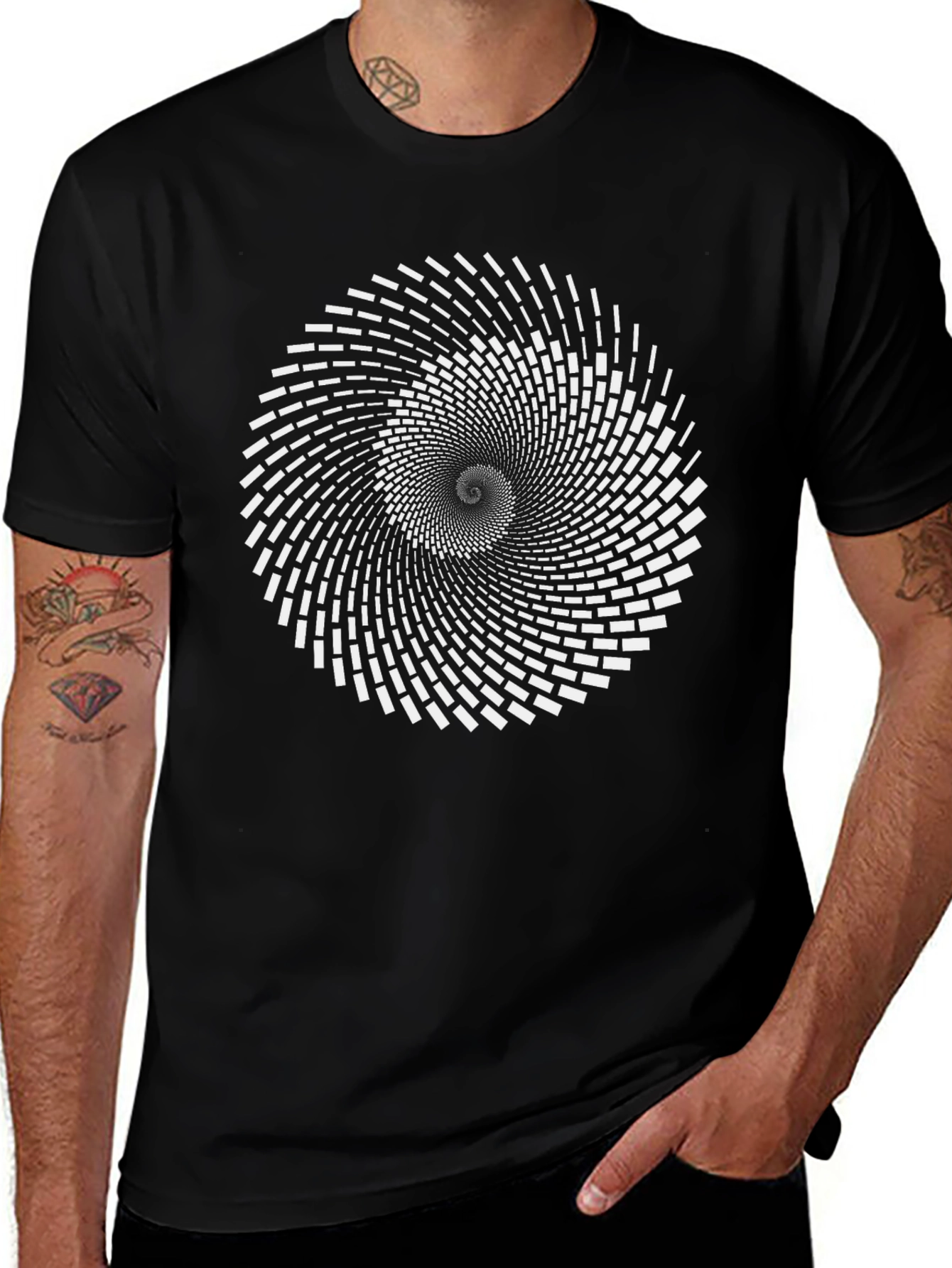 Hypnotic Spiral Graphic Tee - Black Cotton Comfort