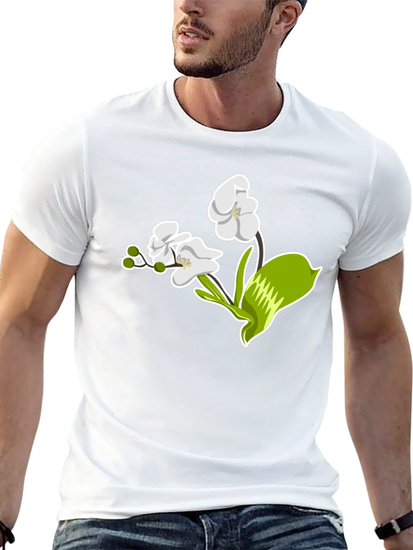 Floral Graphic T-Shirt - Elegant Orchid Design