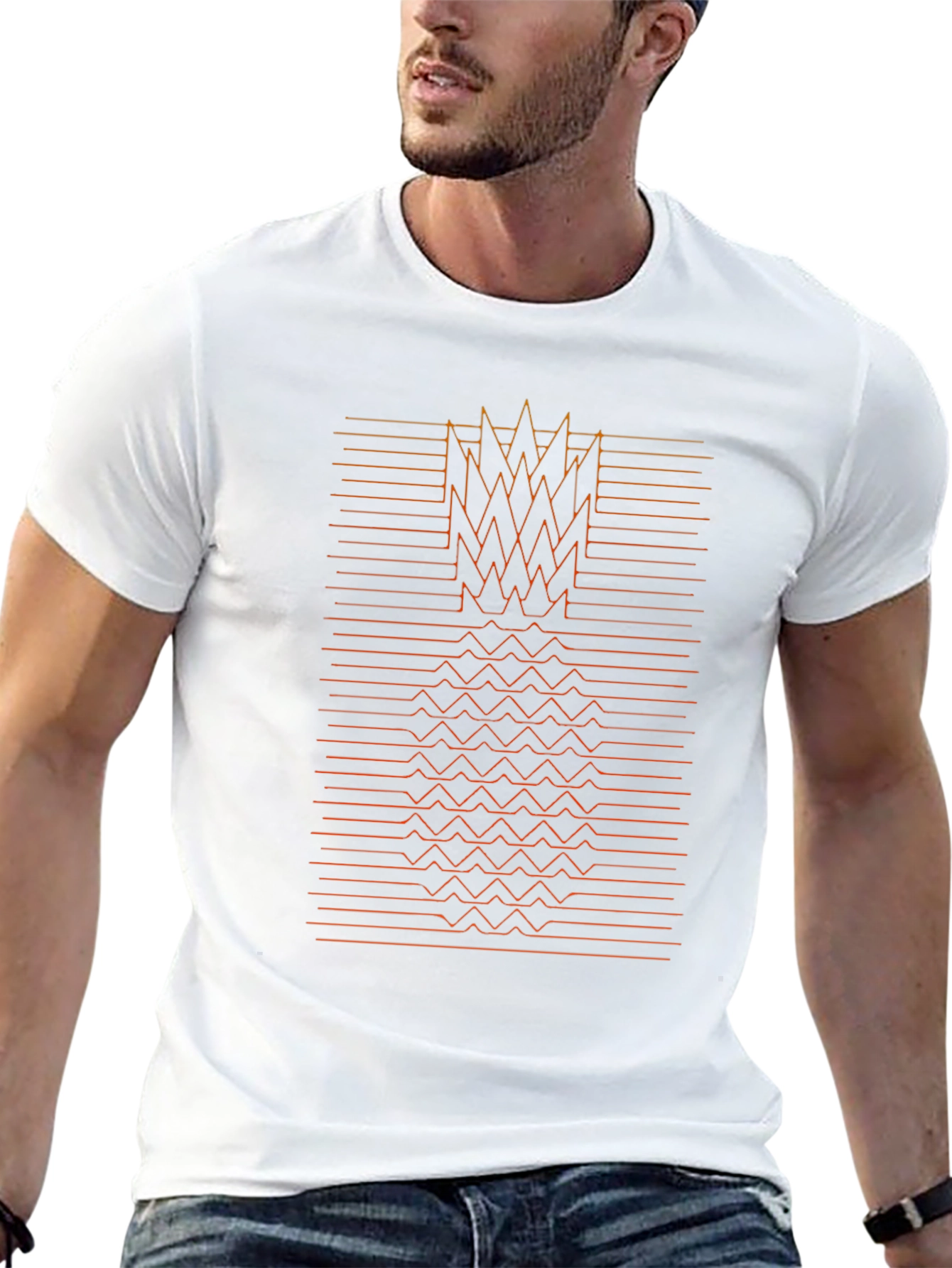 Geometric Pineapple Graphic Tee - Black