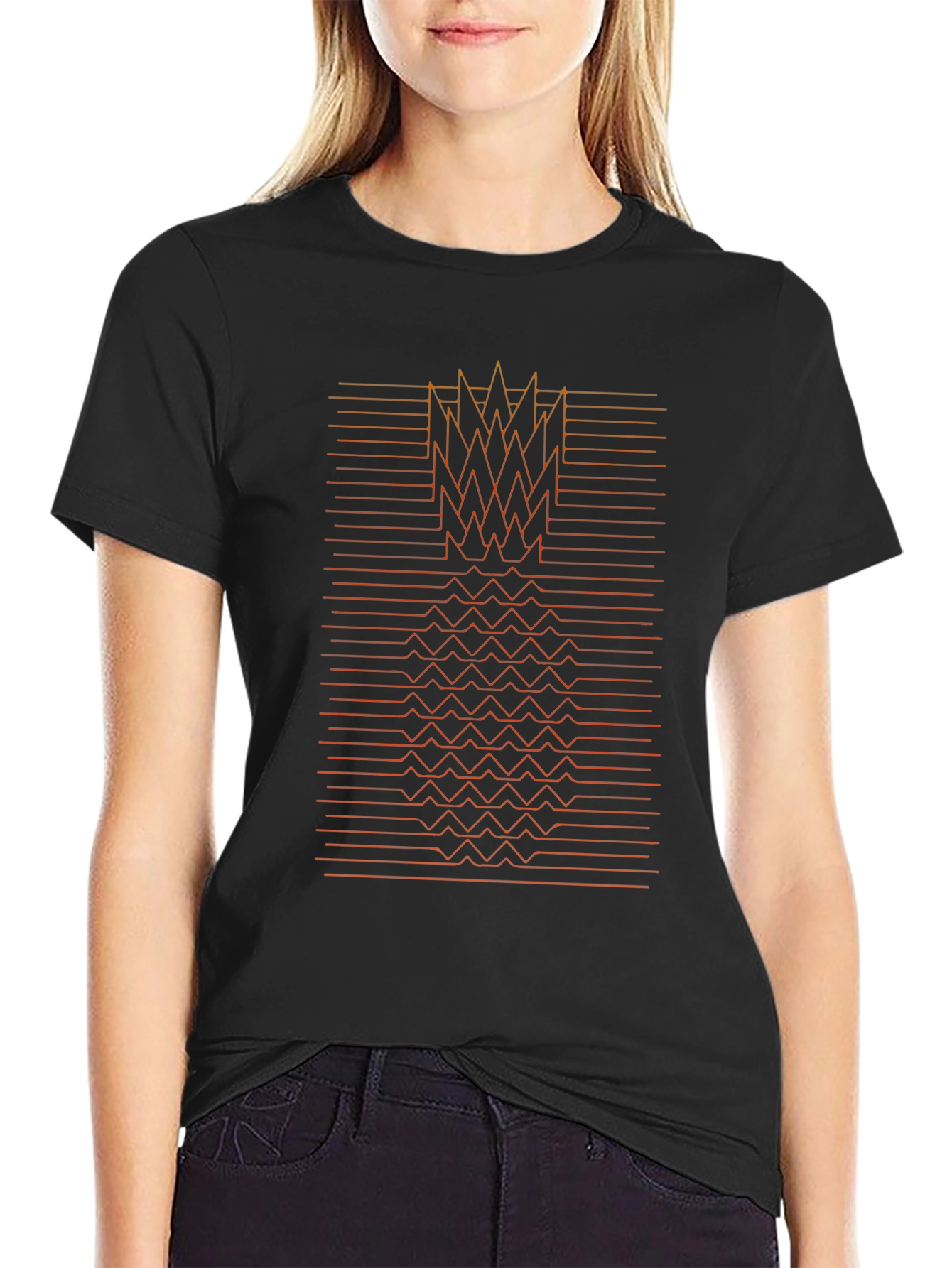 Geometric Pineapple Graphic Tee - Black