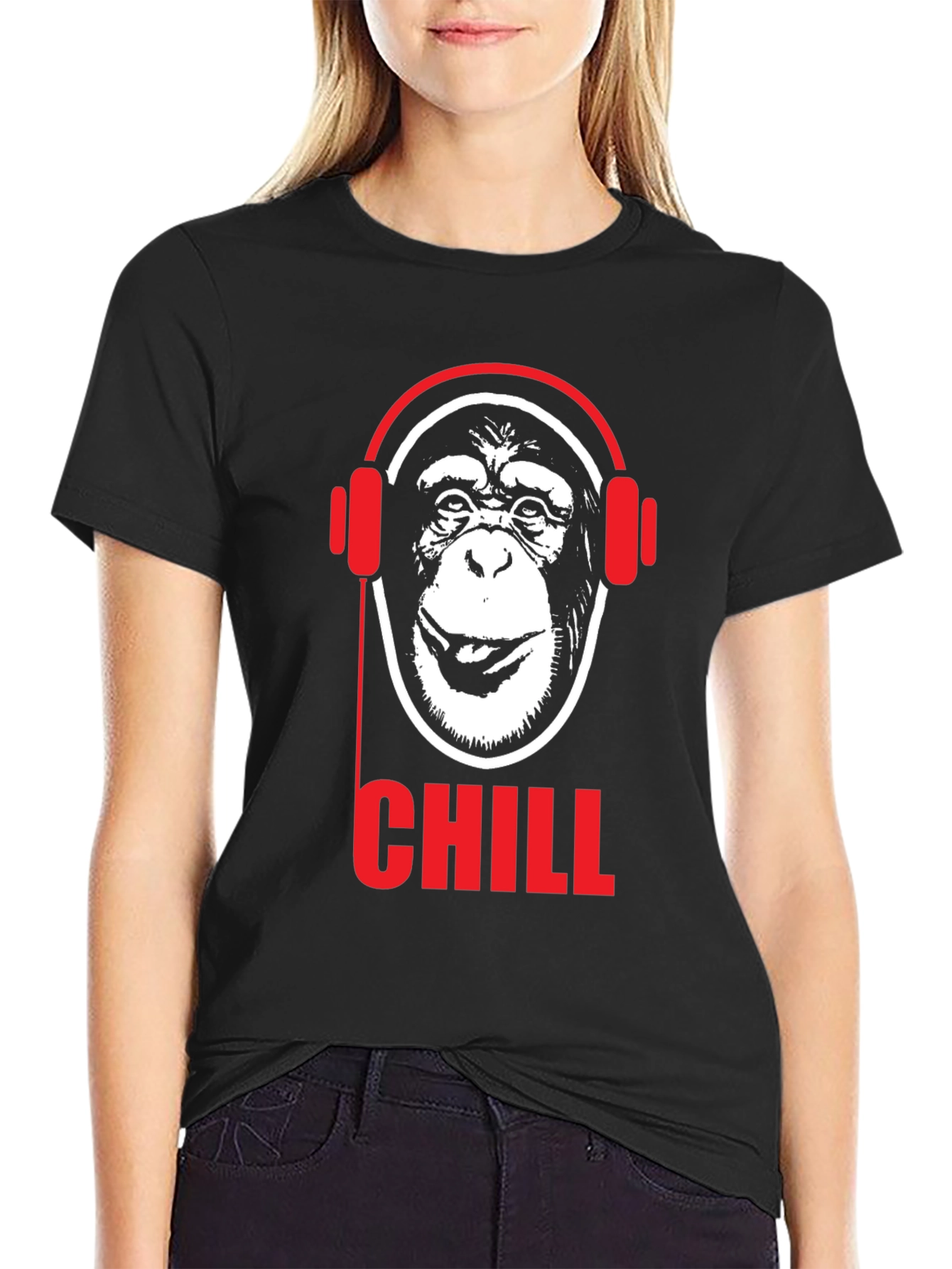 Chill Monkey Graphic Tee - Red & Black