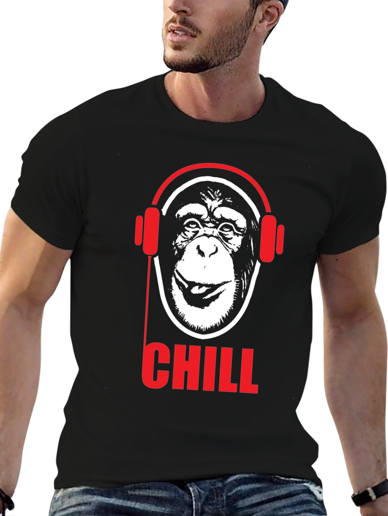 Chill Monkey Graphic Tee - Red & Black