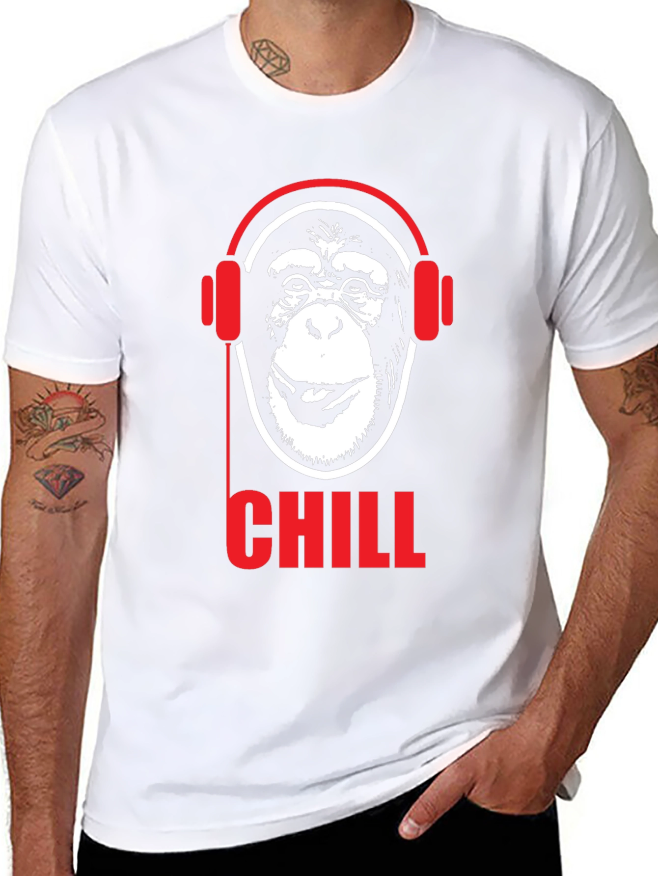 Chill Monkey Graphic Tee - Red & Black