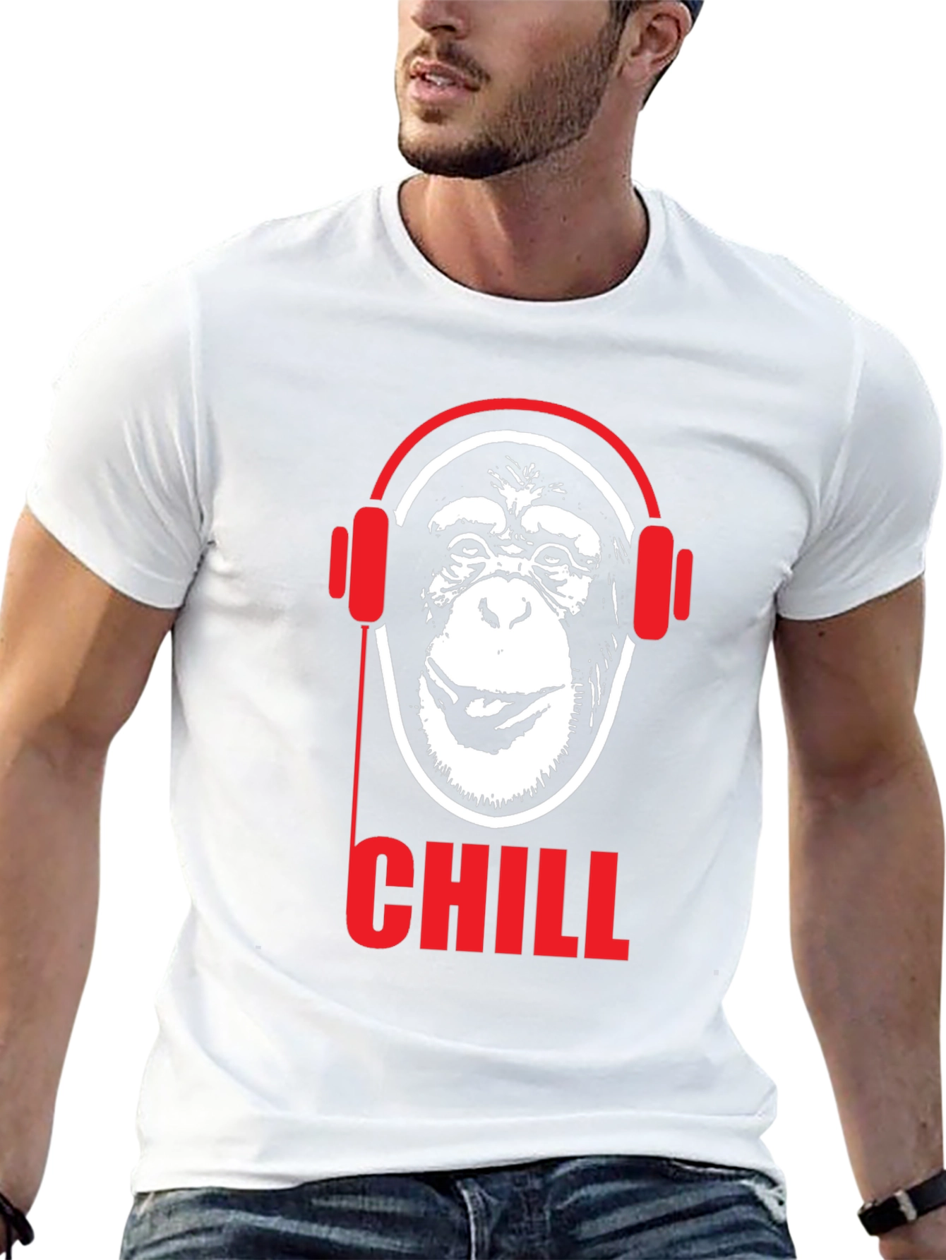 Chill Monkey Graphic Tee - Red & Black