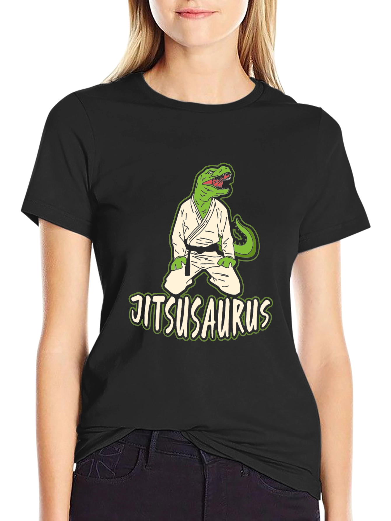 Jitsusaurus Black T-Shirt - Martial Arts Dino Tee