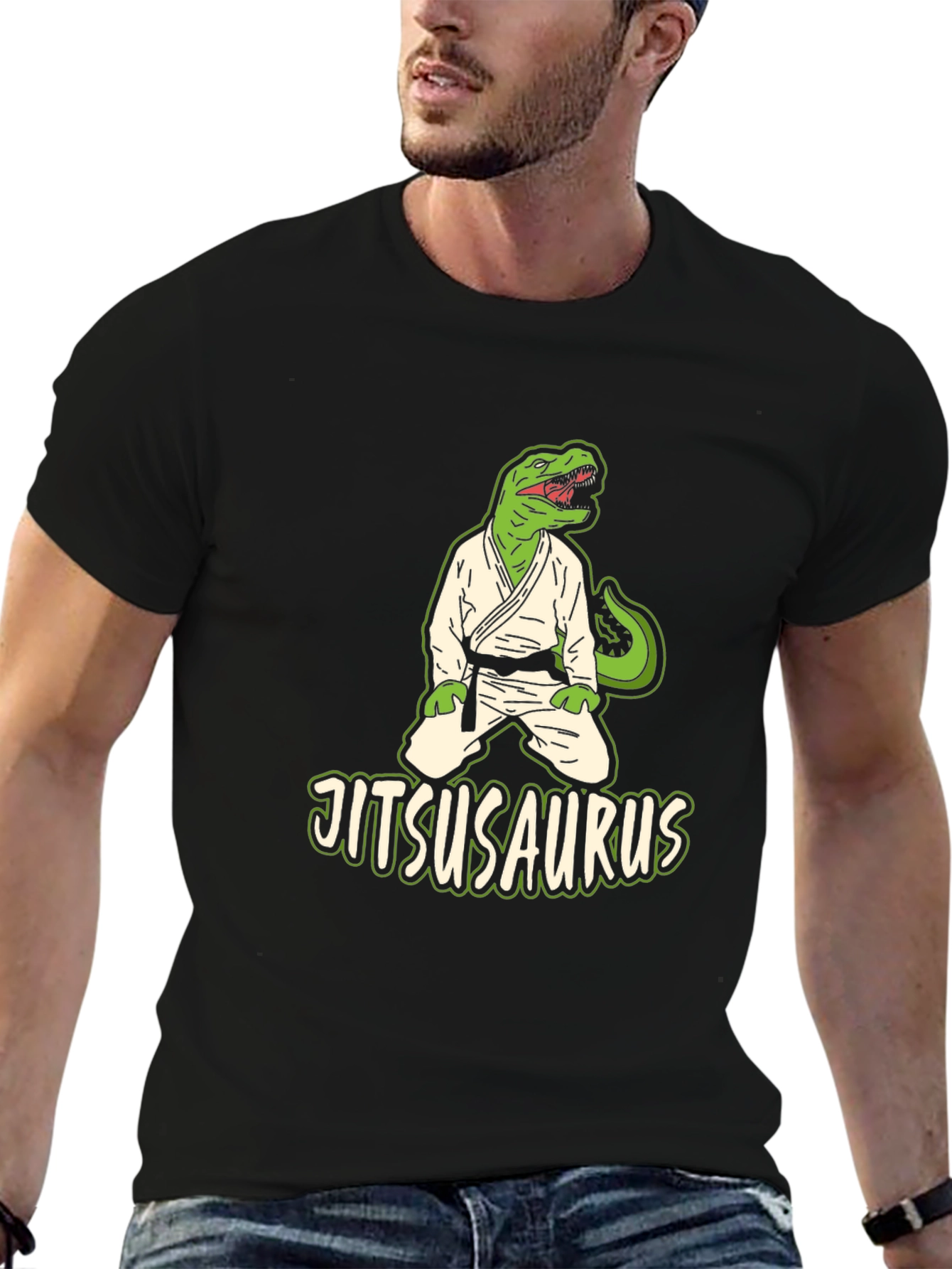 Jitsusaurus Black T-Shirt - Martial Arts Dino Tee