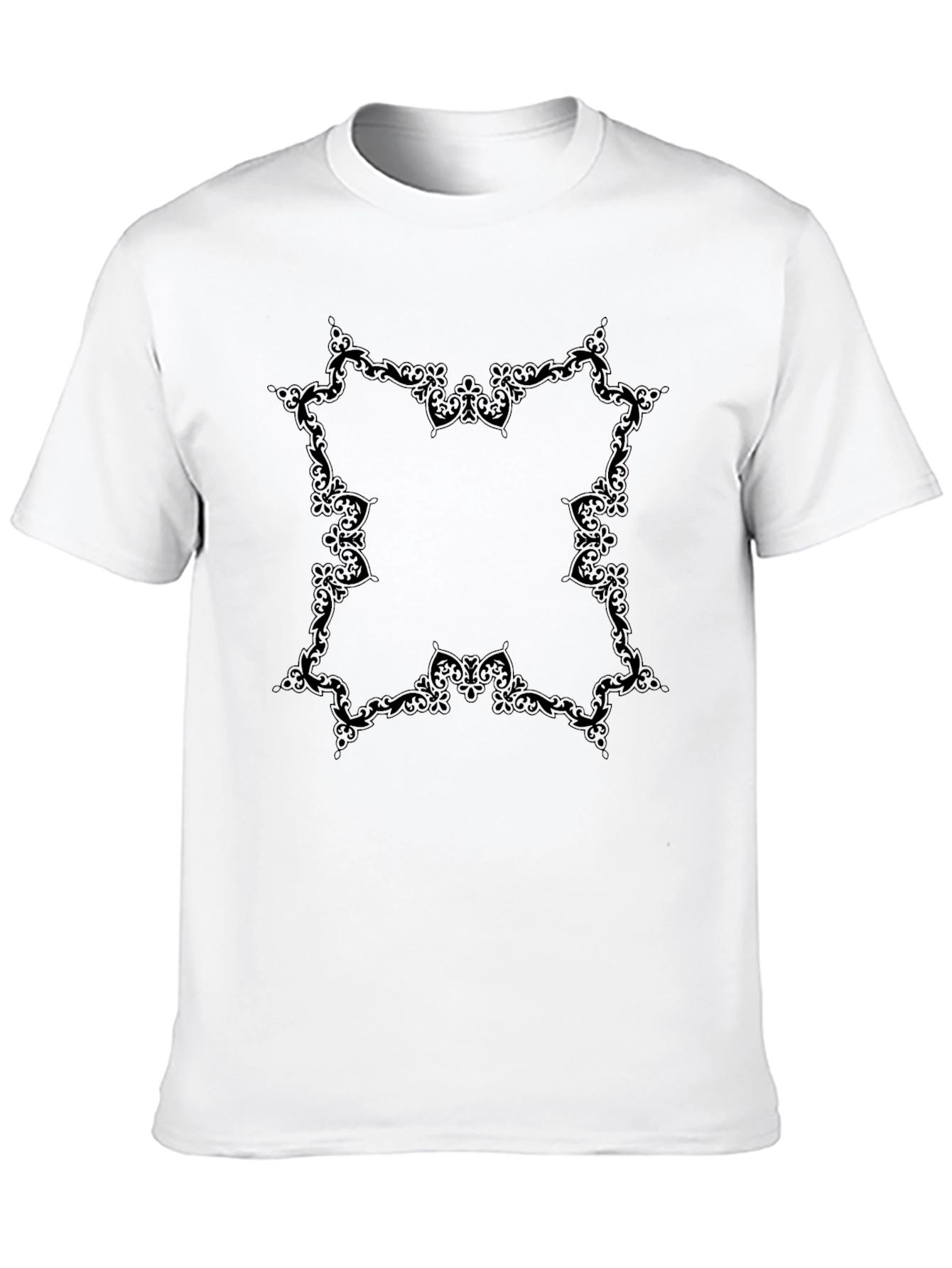 Elegant Black Tee with Ornamental Design