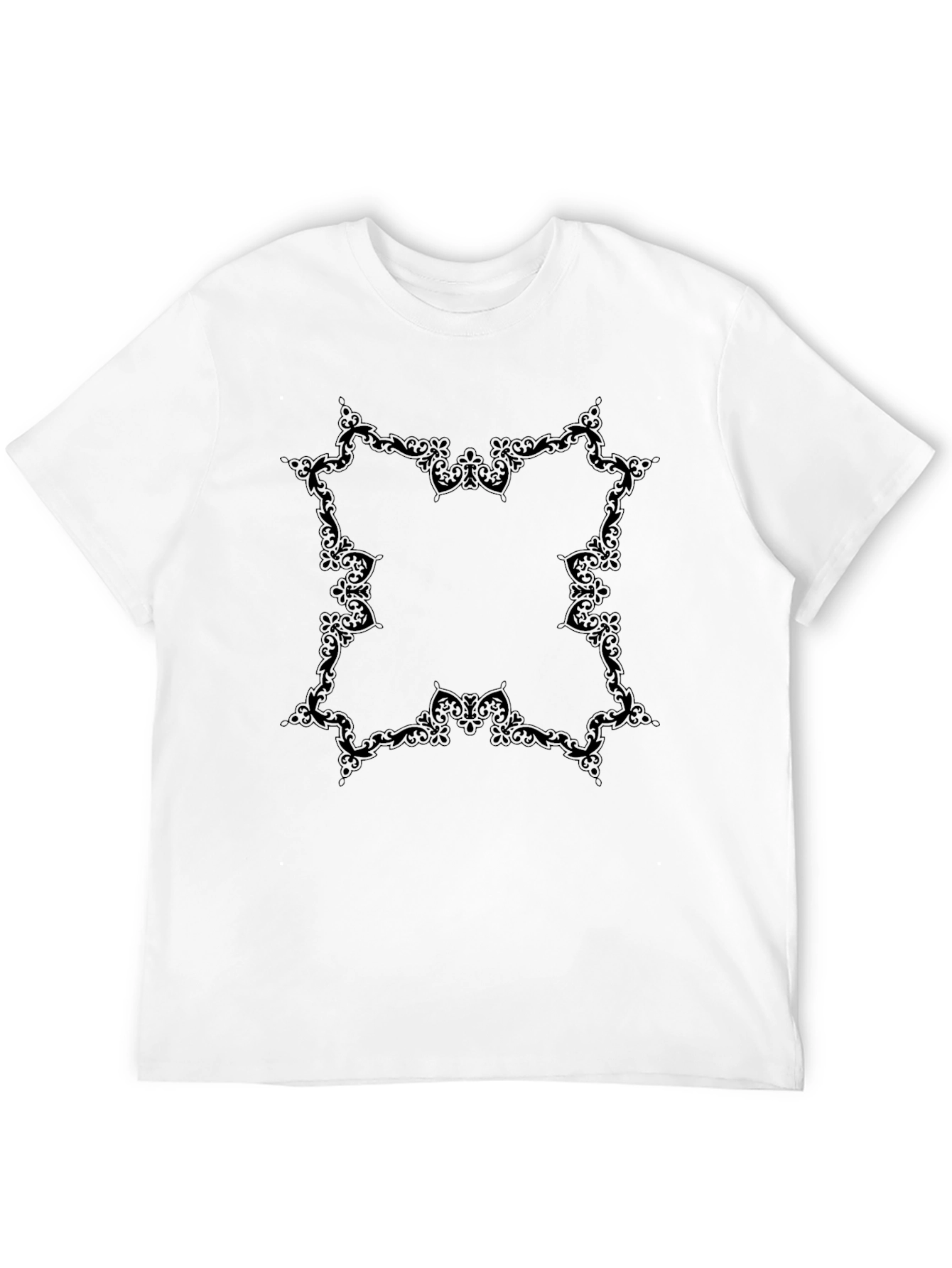 Elegant Black Tee with Ornamental Design