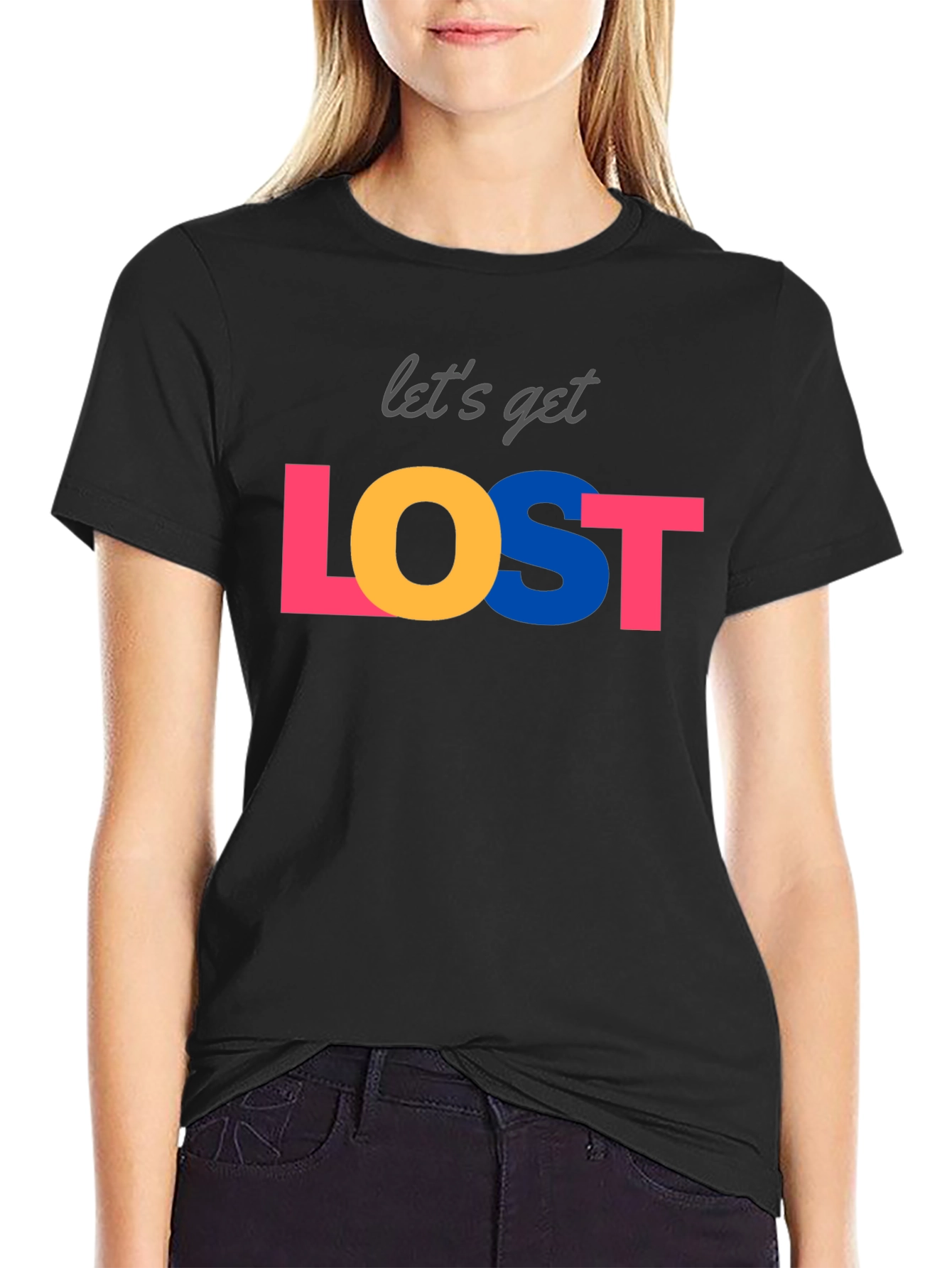 Lets Get Lost Graphic Tee - Black Crew Neck