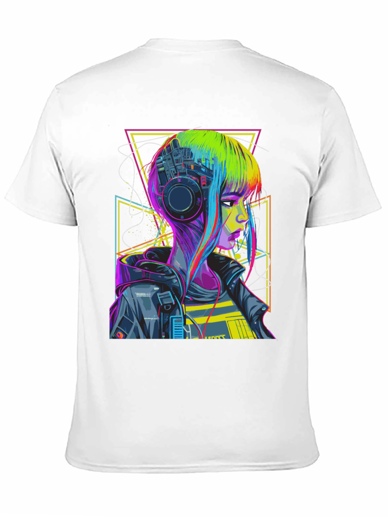 Cyberpunk Girl T-Shirt Geometric Design