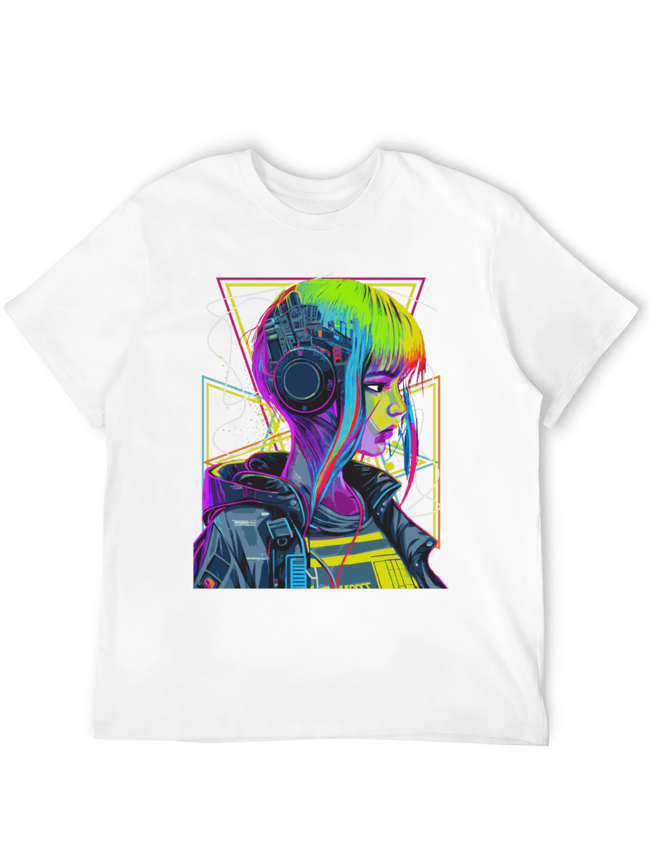 Cyberpunk Girl T-Shirt Geometric Design