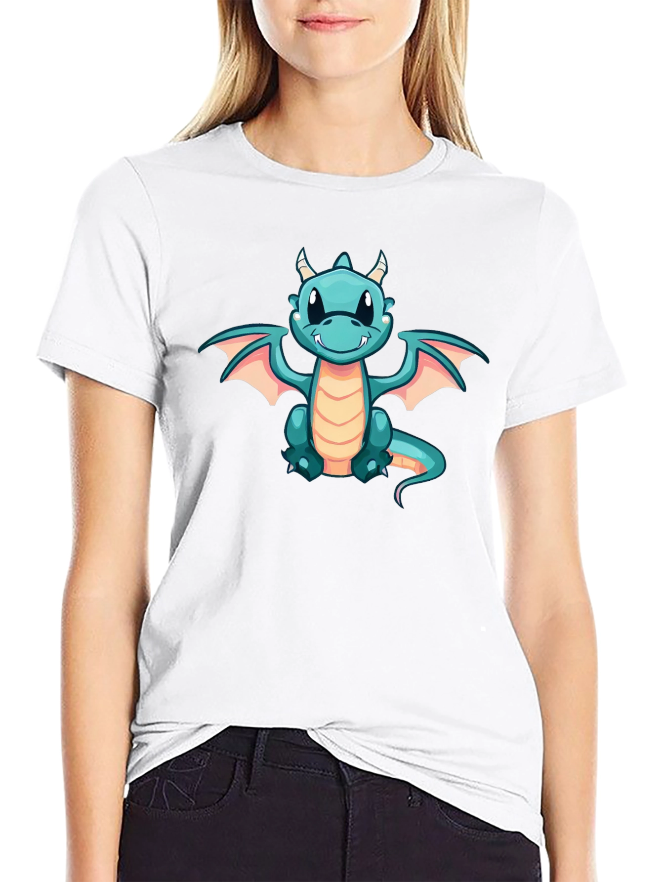 Cute Cartoon Dragon Black T-Shirt