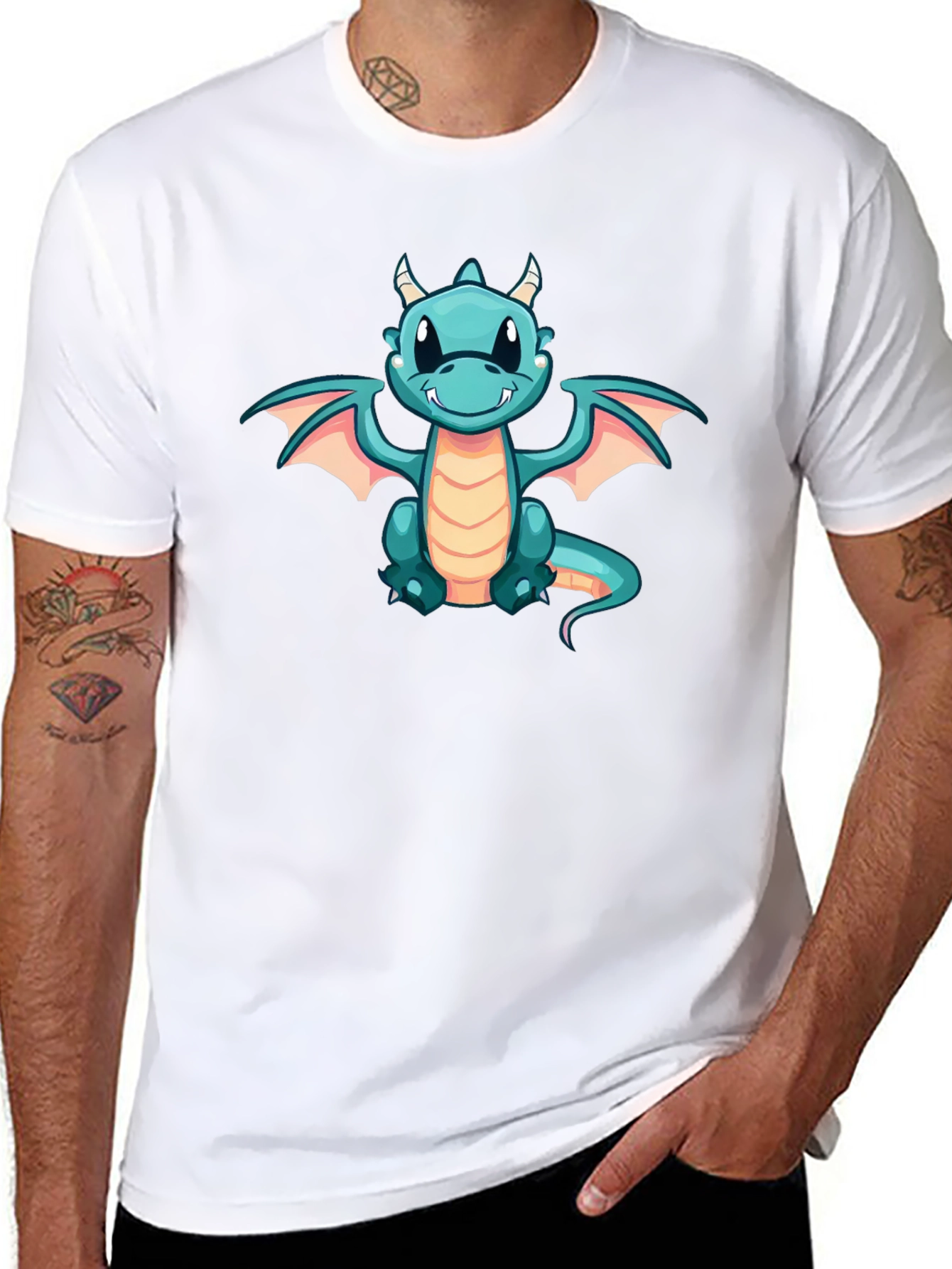Cute Cartoon Dragon Black T-Shirt