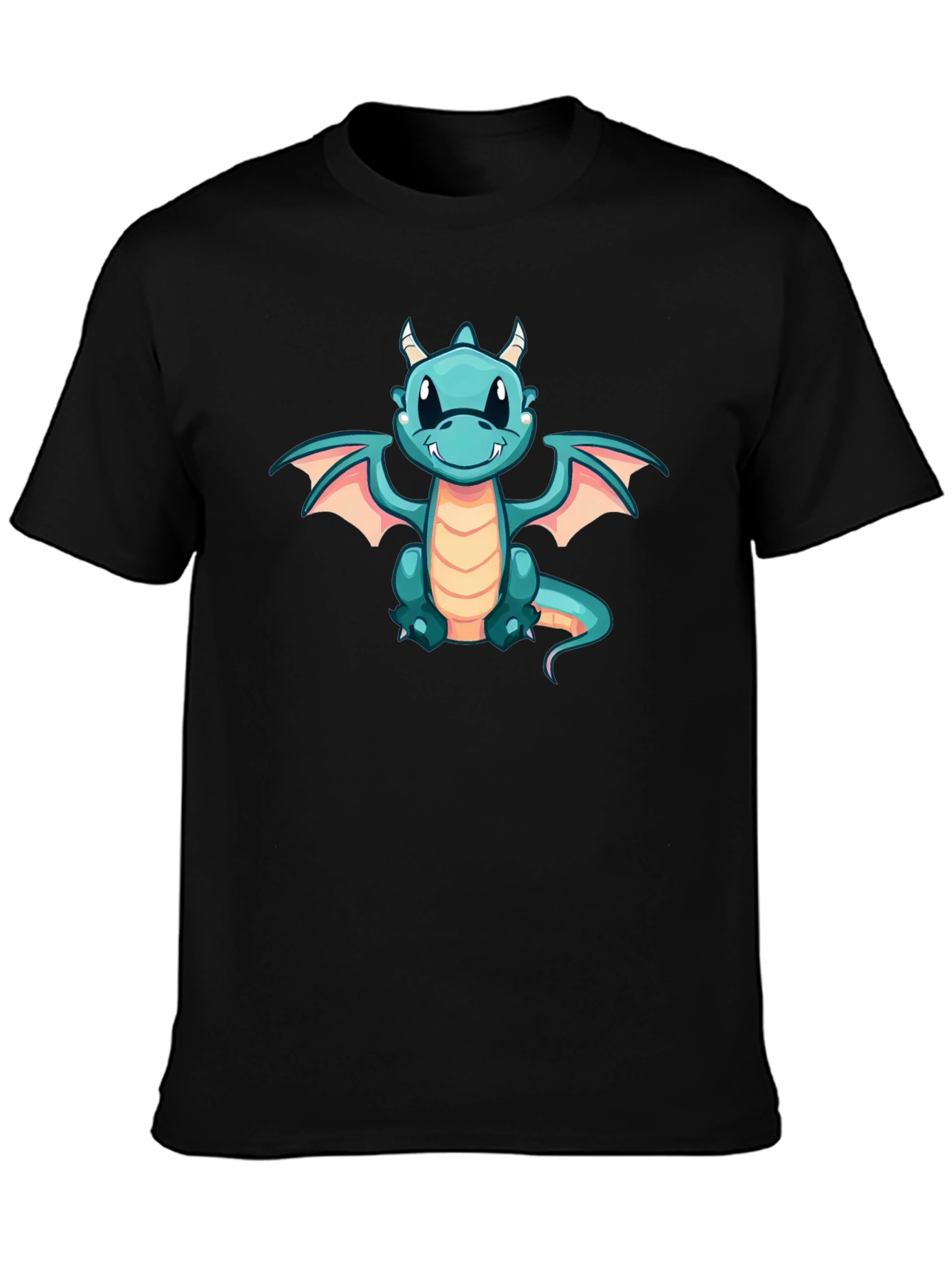Cute Cartoon Dragon Black T-Shirt