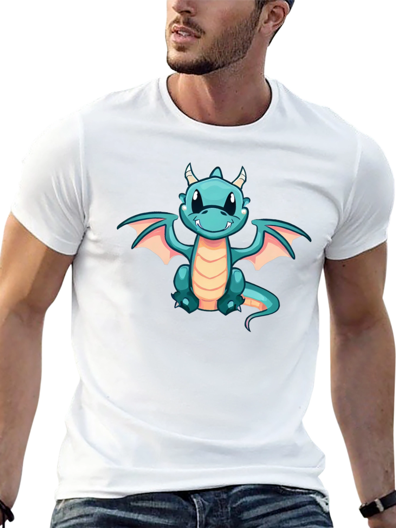 Cute Cartoon Dragon Black T-Shirt