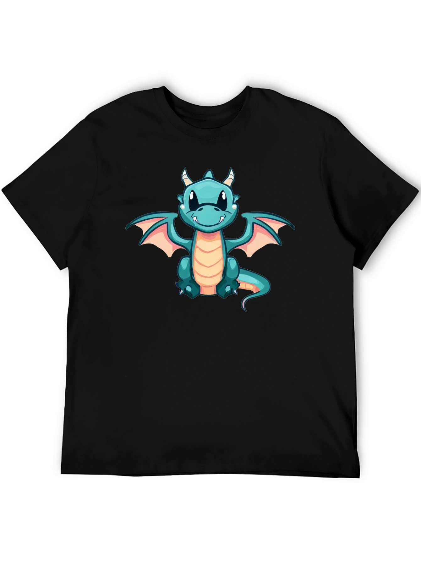 Cute Cartoon Dragon Black T-Shirt