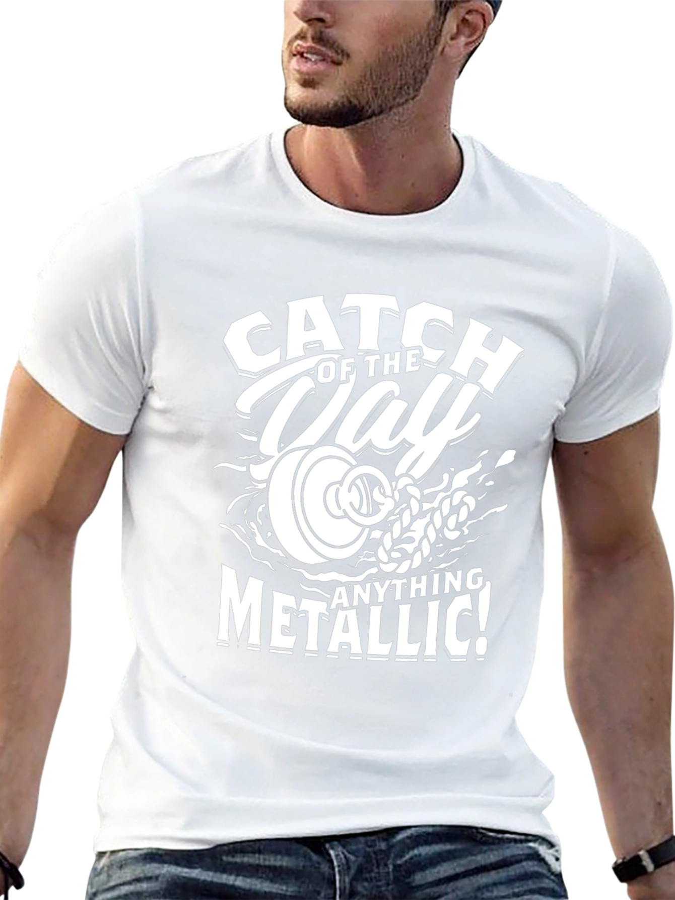 Catch of the Day Metallic Black T-Shirt