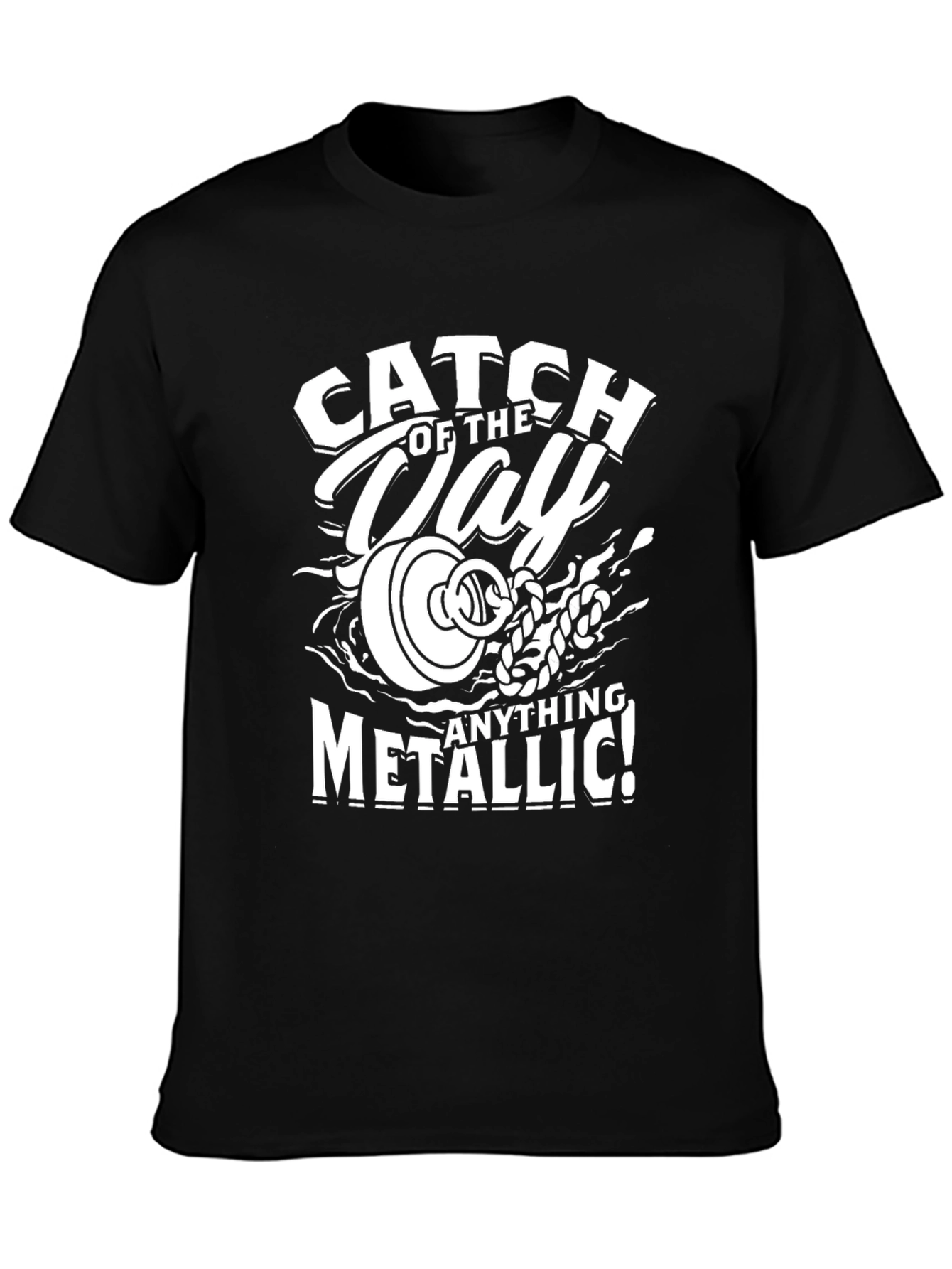 Catch of the Day Metallic Black T-Shirt