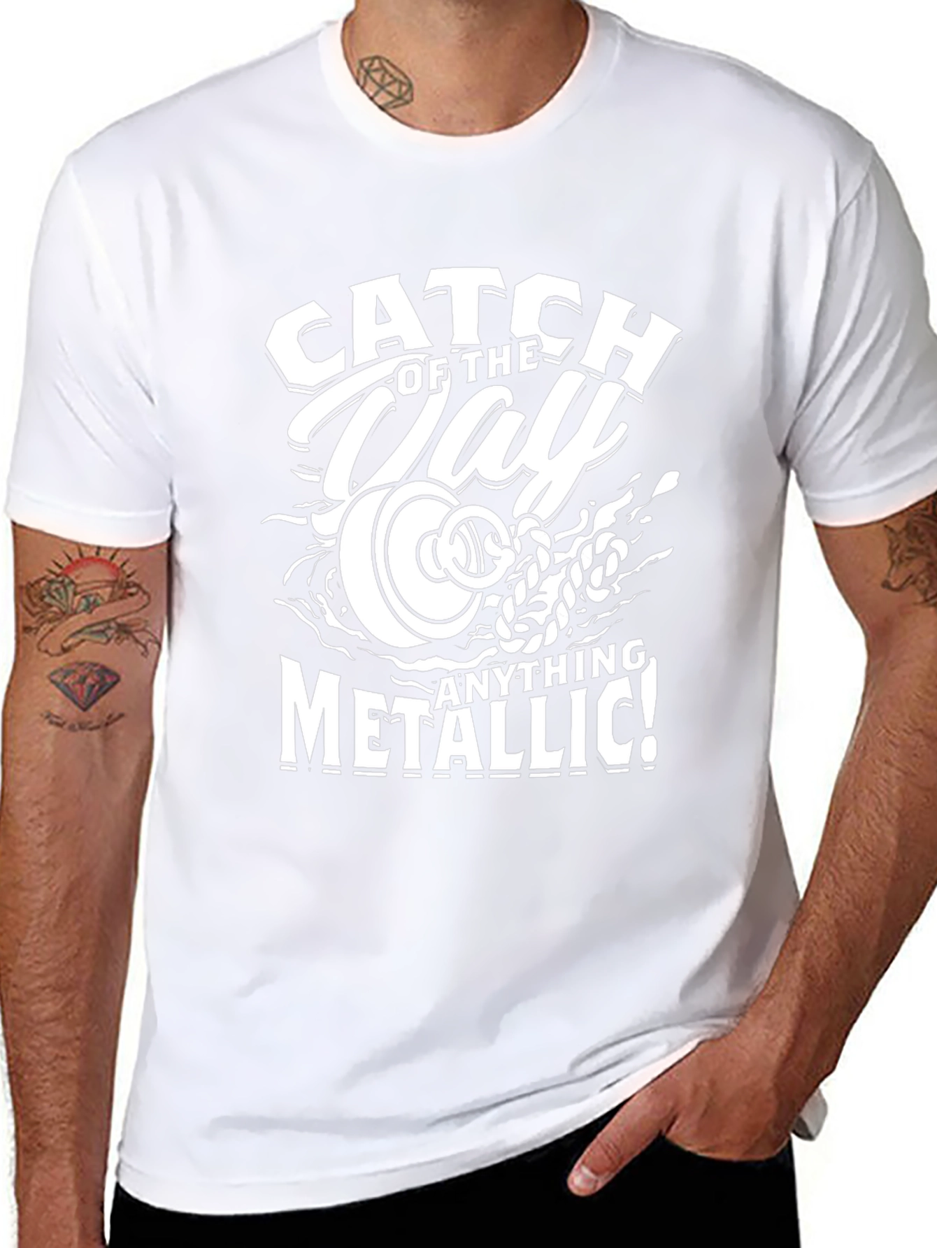 Catch of the Day Metallic Black T-Shirt