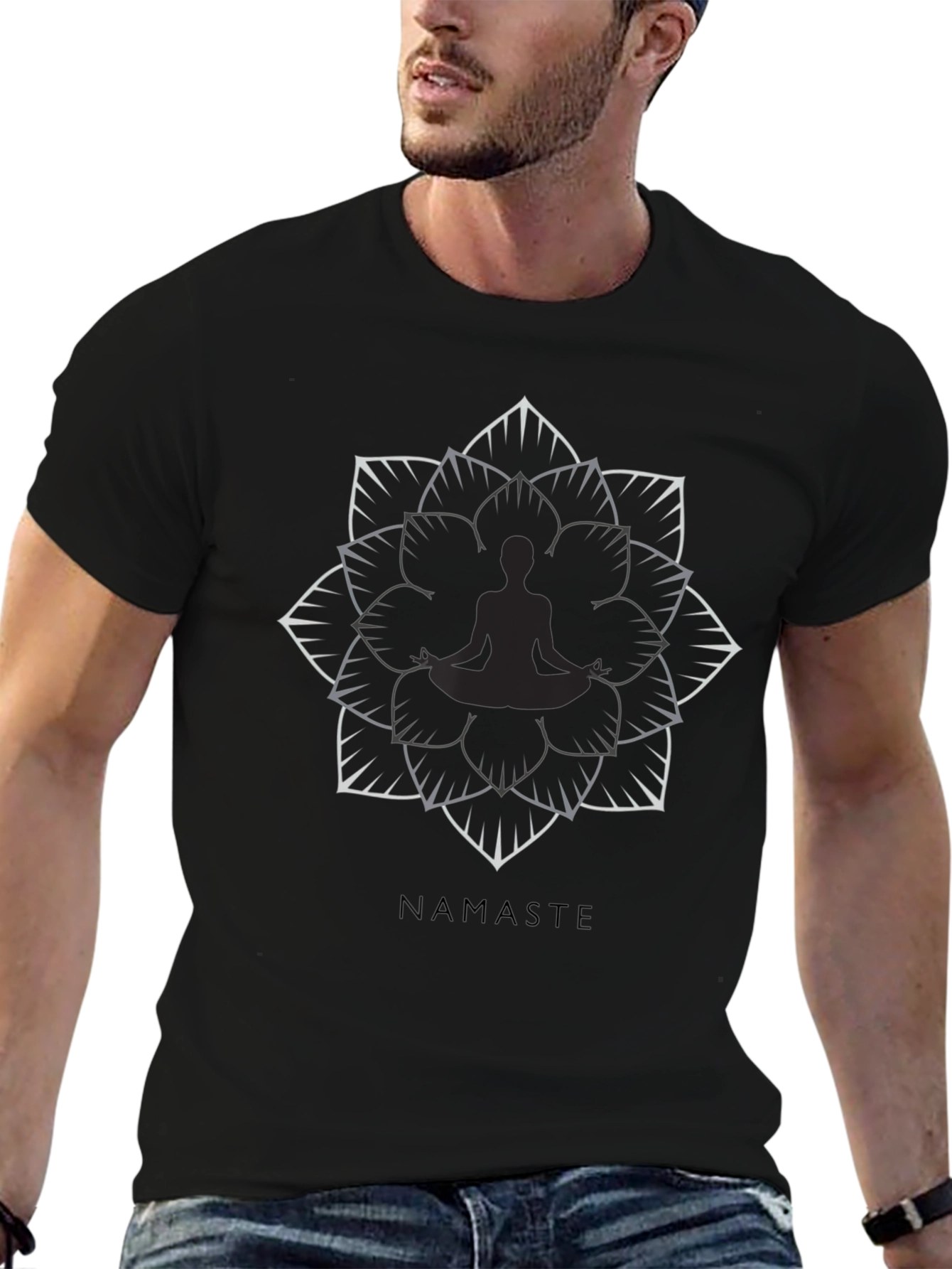 Namaste Lotus Flower Graphic Tee - Black
