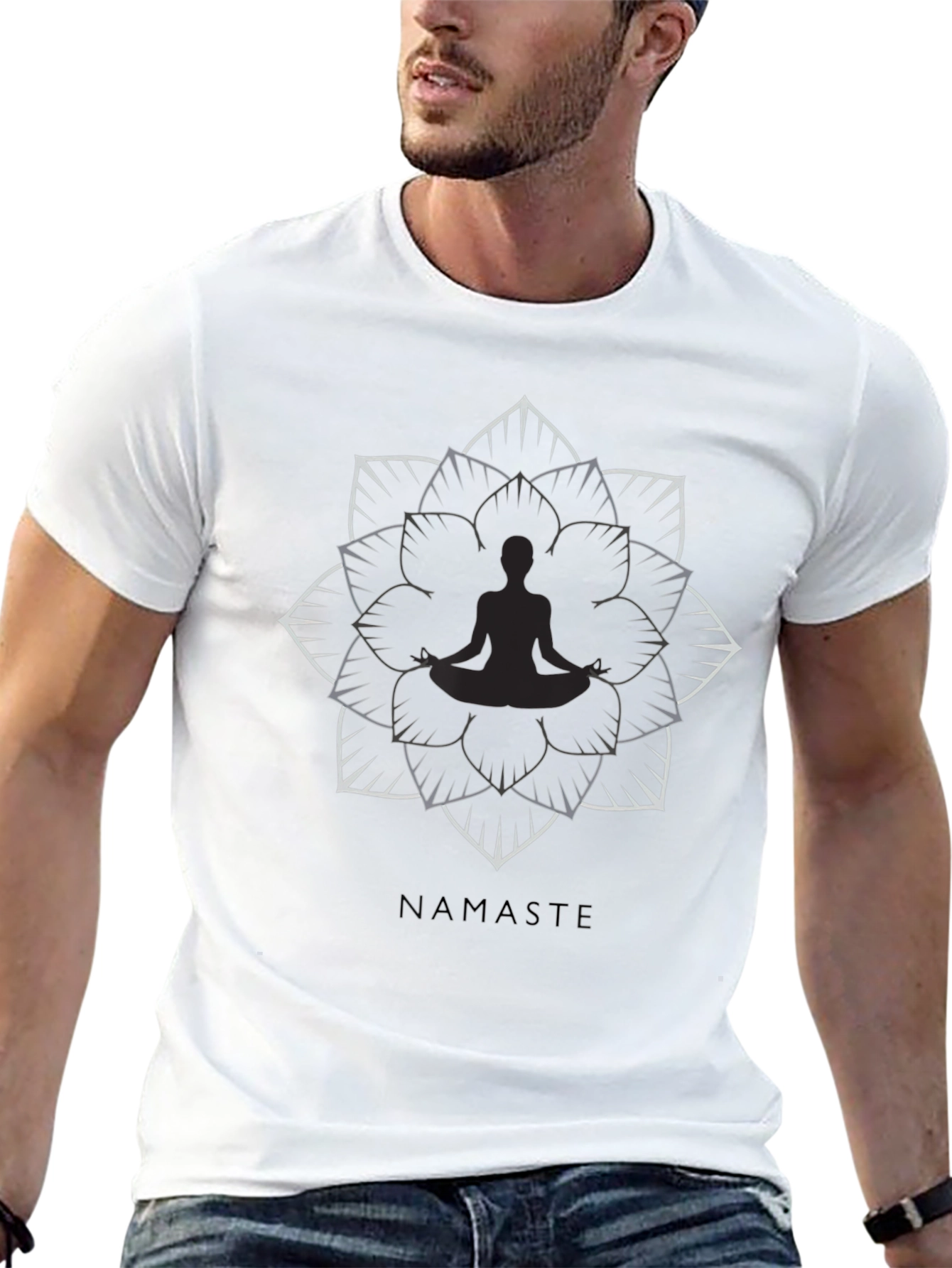 Namaste Lotus Flower Graphic Tee - Black