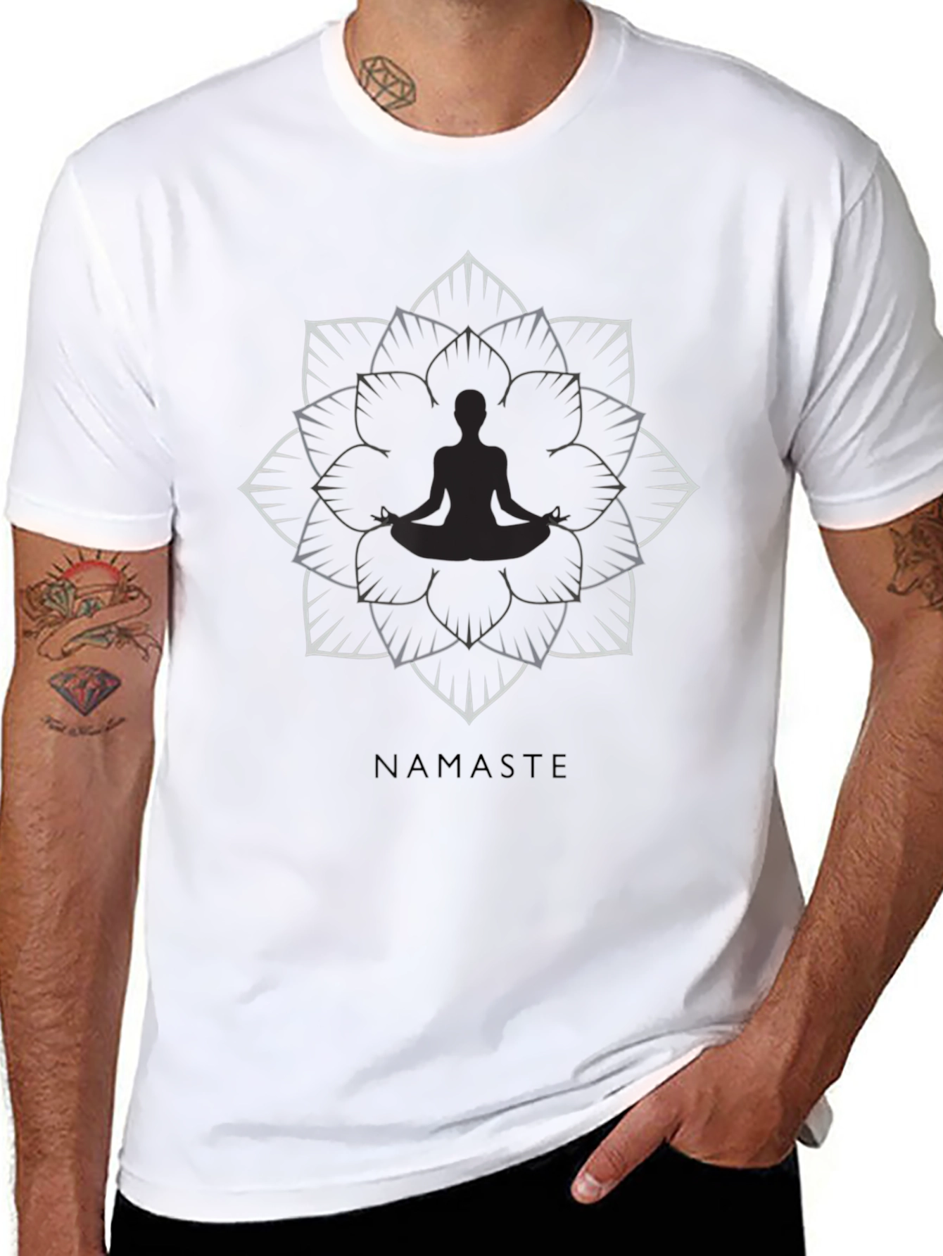 Namaste Lotus Flower Graphic Tee - Black