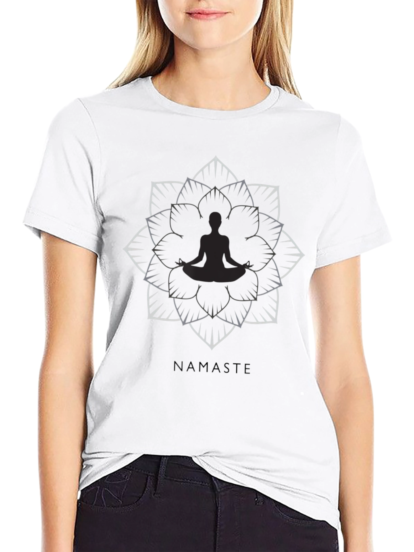 Namaste Lotus Flower Graphic Tee - Black