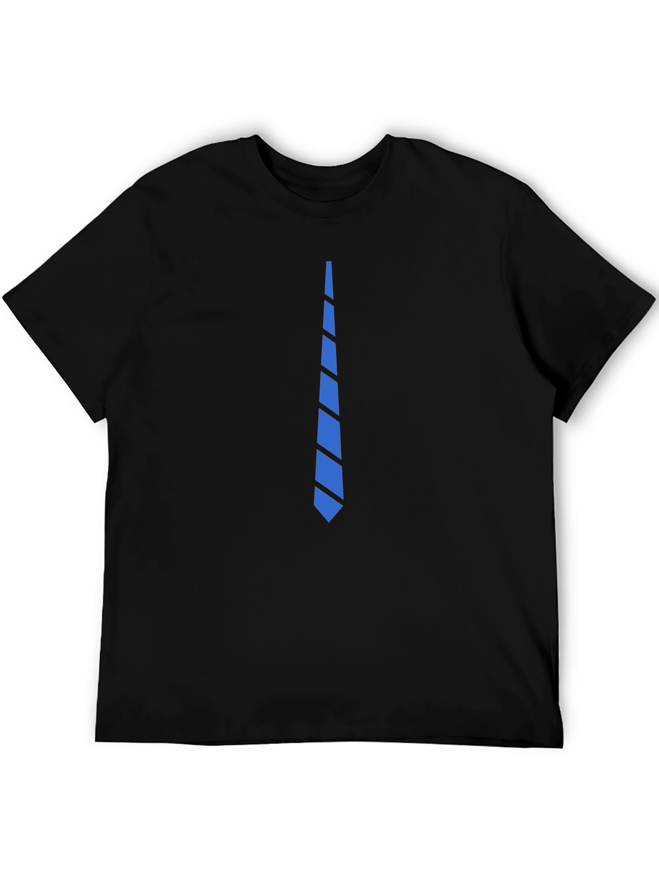 Mens Black T-Shirt with Blue Tie Graphic