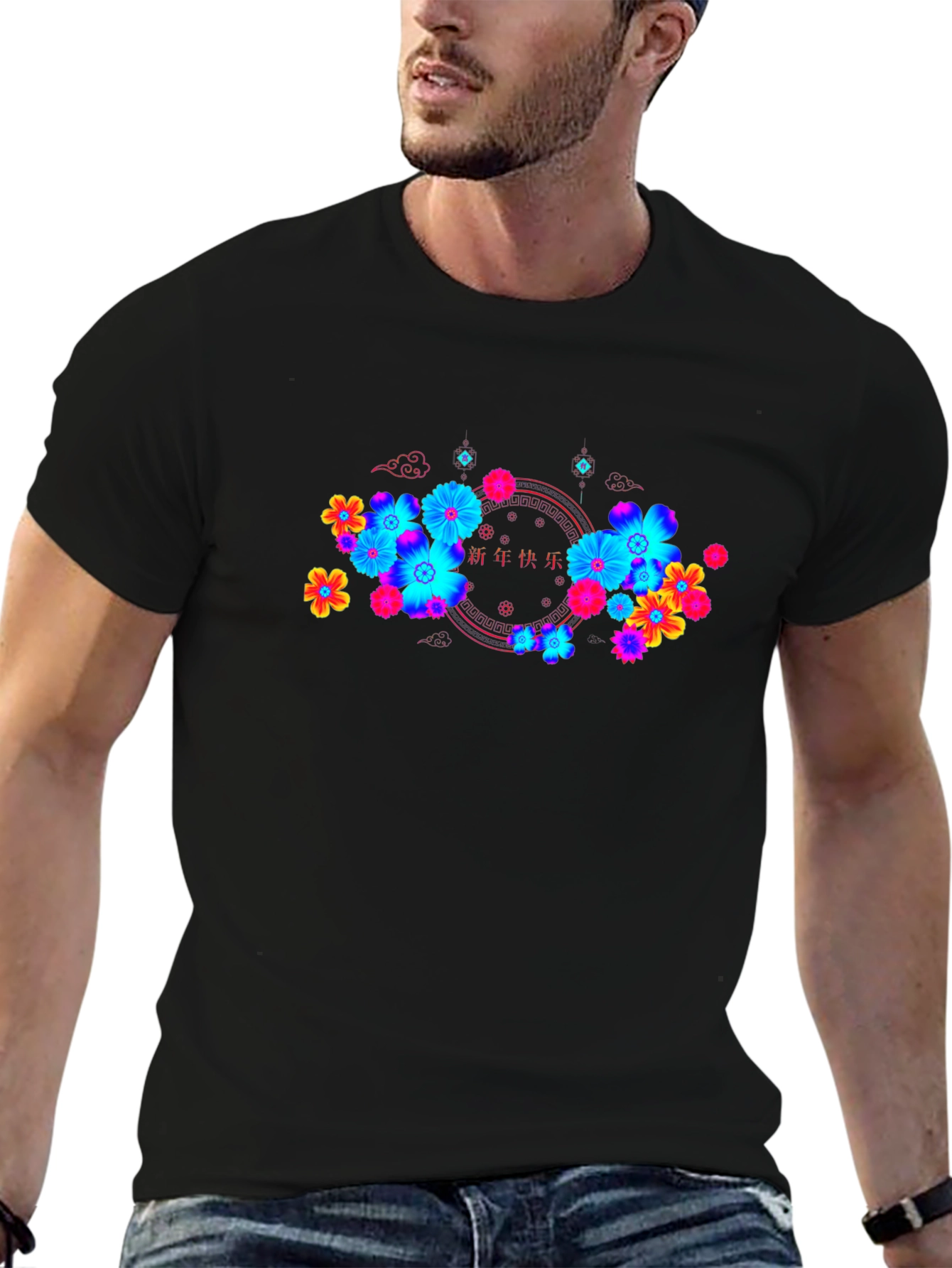 Floral Graphic Print Crew Neck T-Shirt