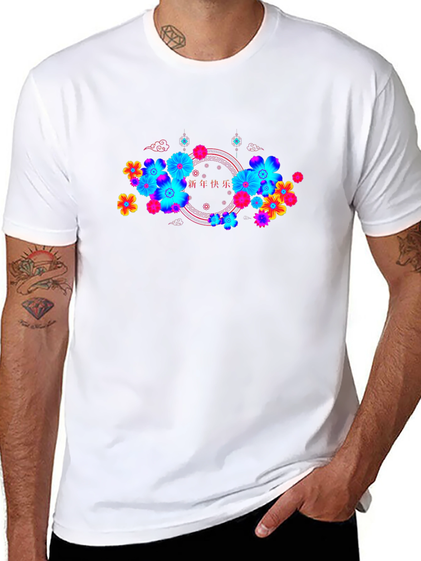 Floral Graphic Print Crew Neck T-Shirt