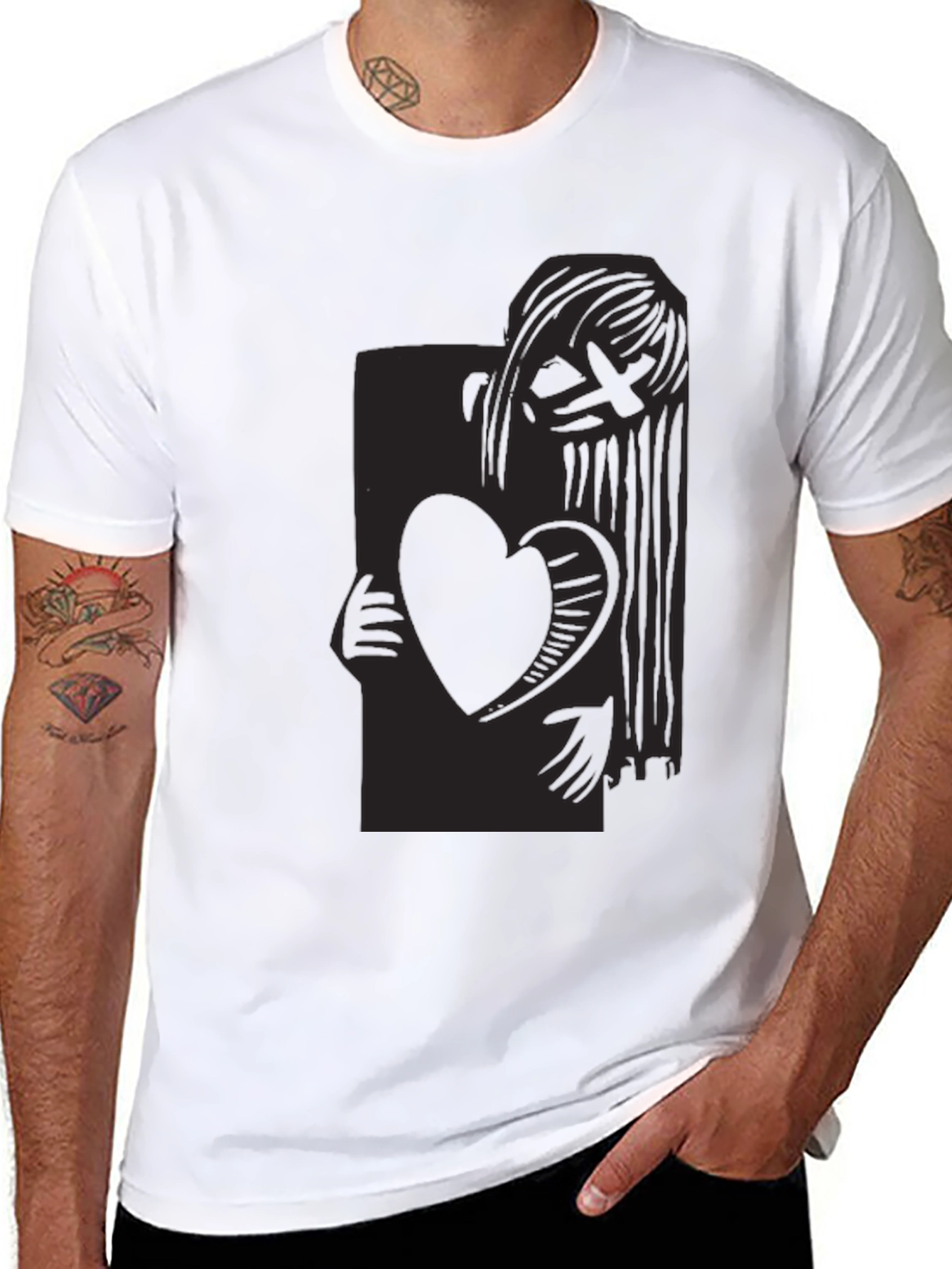 Heart Holder Graphic Tee - Dark Aesthetic T-Shirt