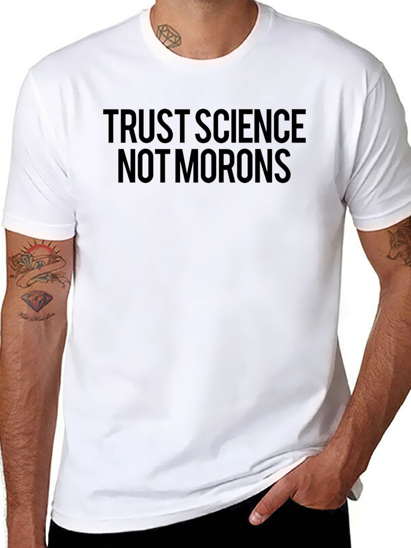 Trust Science Not Morons Black Graphic T-Shirt