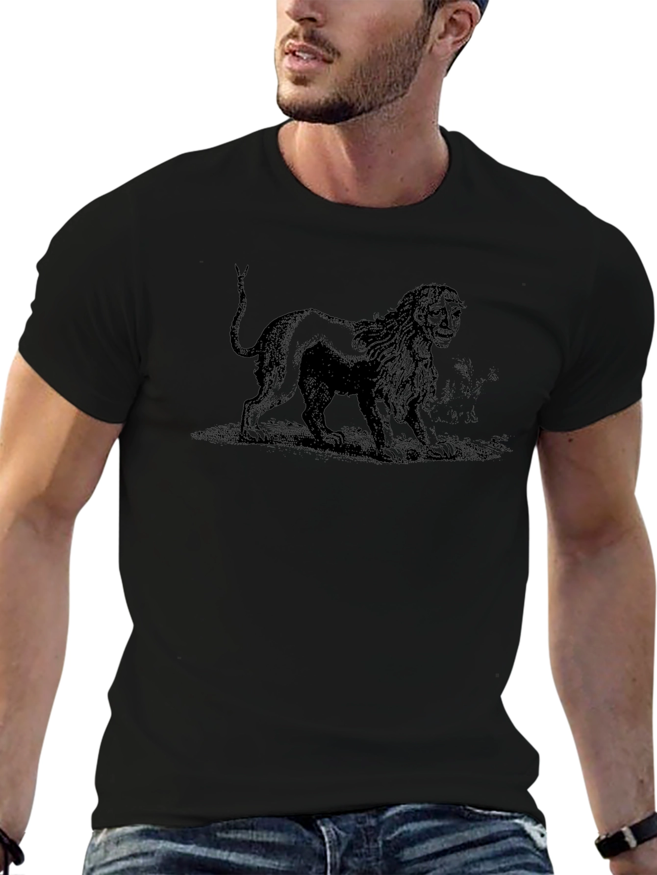 Lion Head Man Graphic T-Shirt