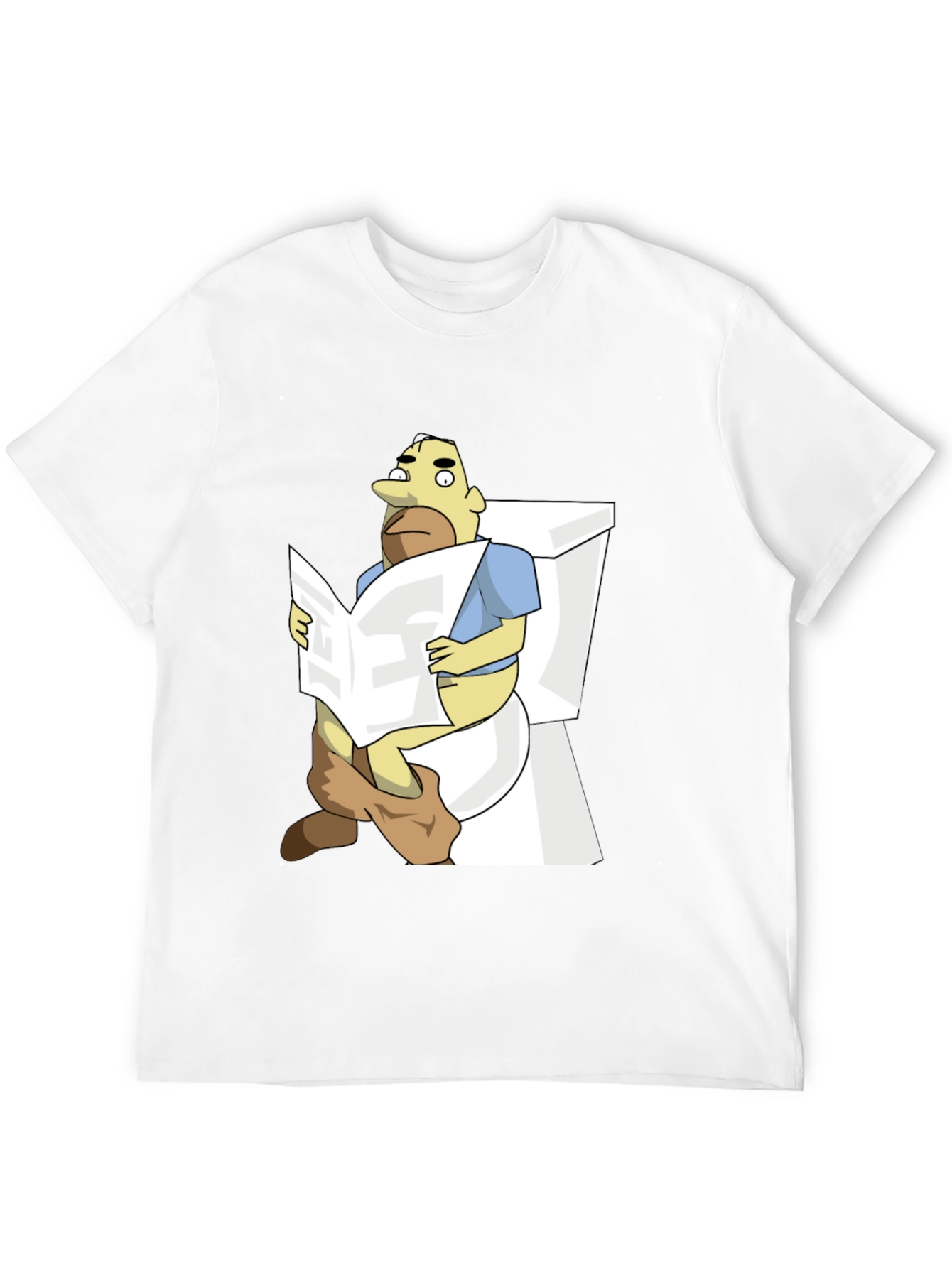 Cartoon Man on Toilet Funny Graphic T-Shirt