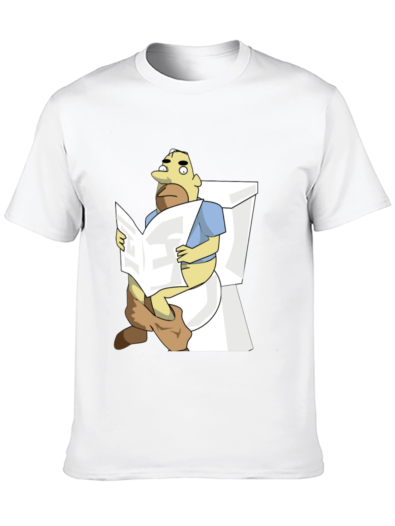 Cartoon Man on Toilet Funny Graphic T-Shirt