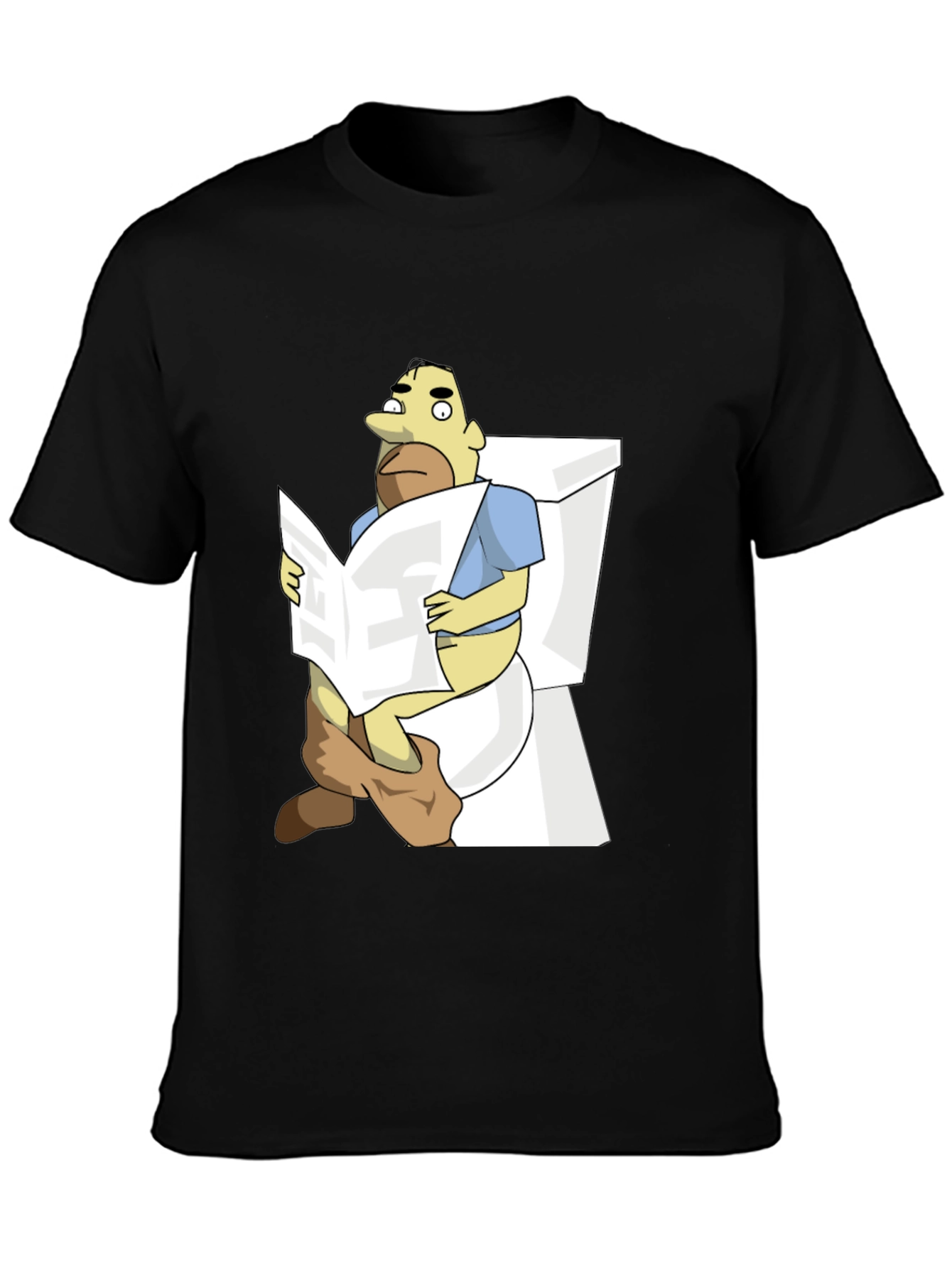 Cartoon Man on Toilet Funny Graphic T-Shirt